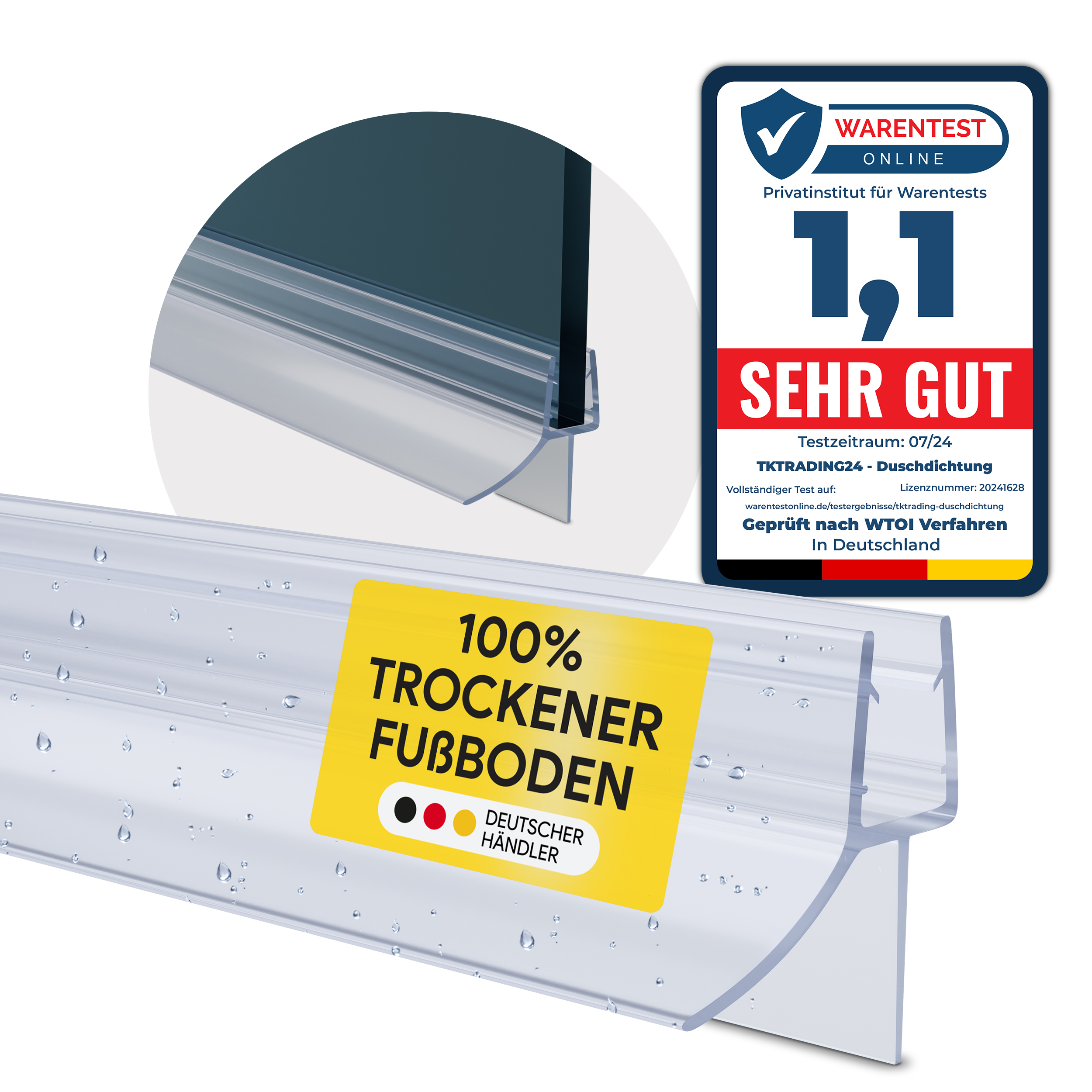 Duschdichtung PVC Ersatzdichtung Duschkabine Bad TYP-6 200cm Glasstärke 6mm Duschdichtung PVC Ersatzdichtung Duschkabine Bad TYP-6 200cm Glasstärke 10mm