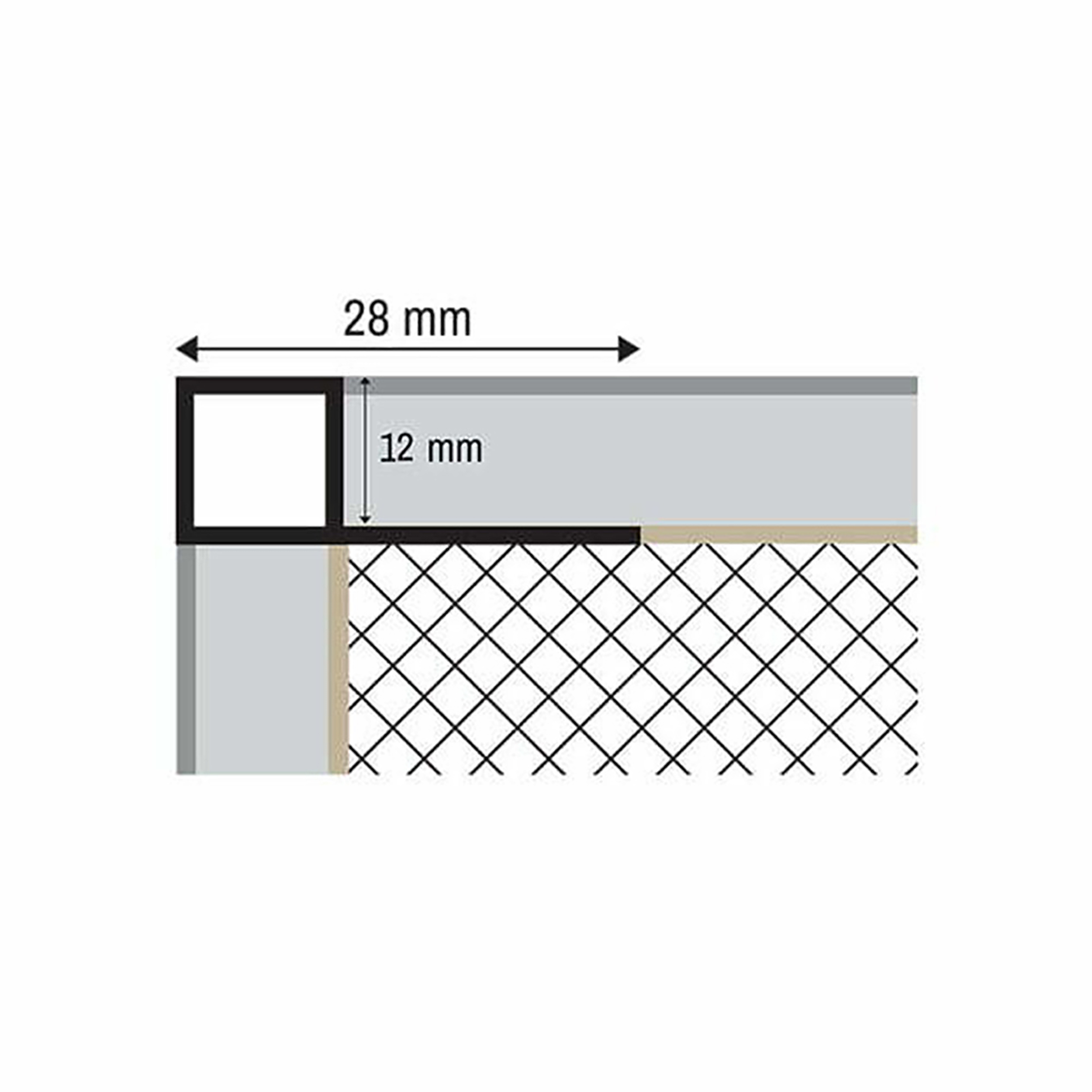 Alu Vierkant Quadrat Profil Fliesenschiene Fliesenprofil L270cm H12mm matt Alu Vierkant Quadrat Profil Fliesenschiene Fliesenprofil L270cm H12mm matt