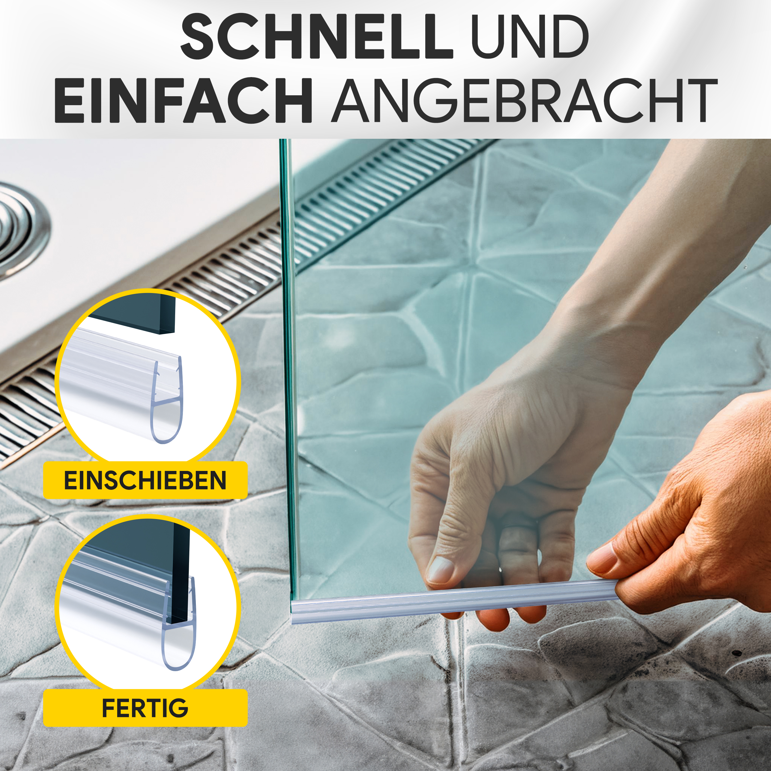 Duschdichtung PVC Ersatzdichtung Duschkabine Bad TYP-7 200cm Glasstärke 6mm Duschdichtung PVC Ersatzdichtung Duschkabine Bad TYP-7 200cm Glasstärke 10mm