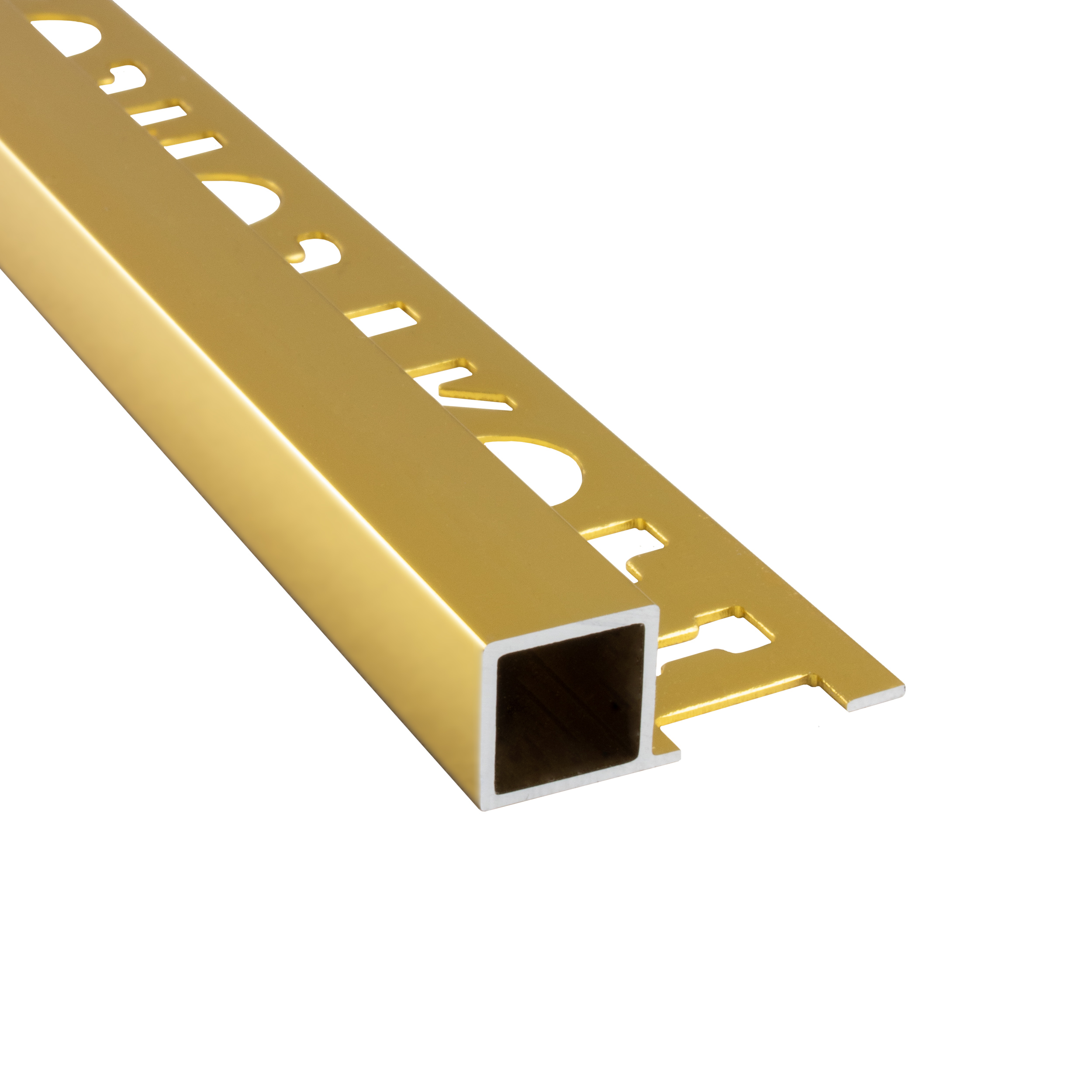 Alu Vierkant Quadrat Profil Fliesenschiene Schiene gold poliert L270cm H10mm