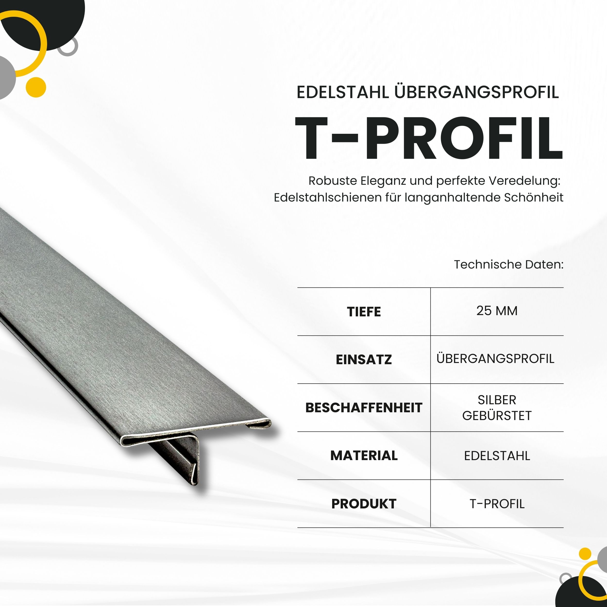 T-Profil Edelstahl Schiene Übergangsprofil V2A L250cm 25mm gebürstet T-Profil Edelstahl Schiene Übergangsprofil V2A L250cm 25mm gebürstet