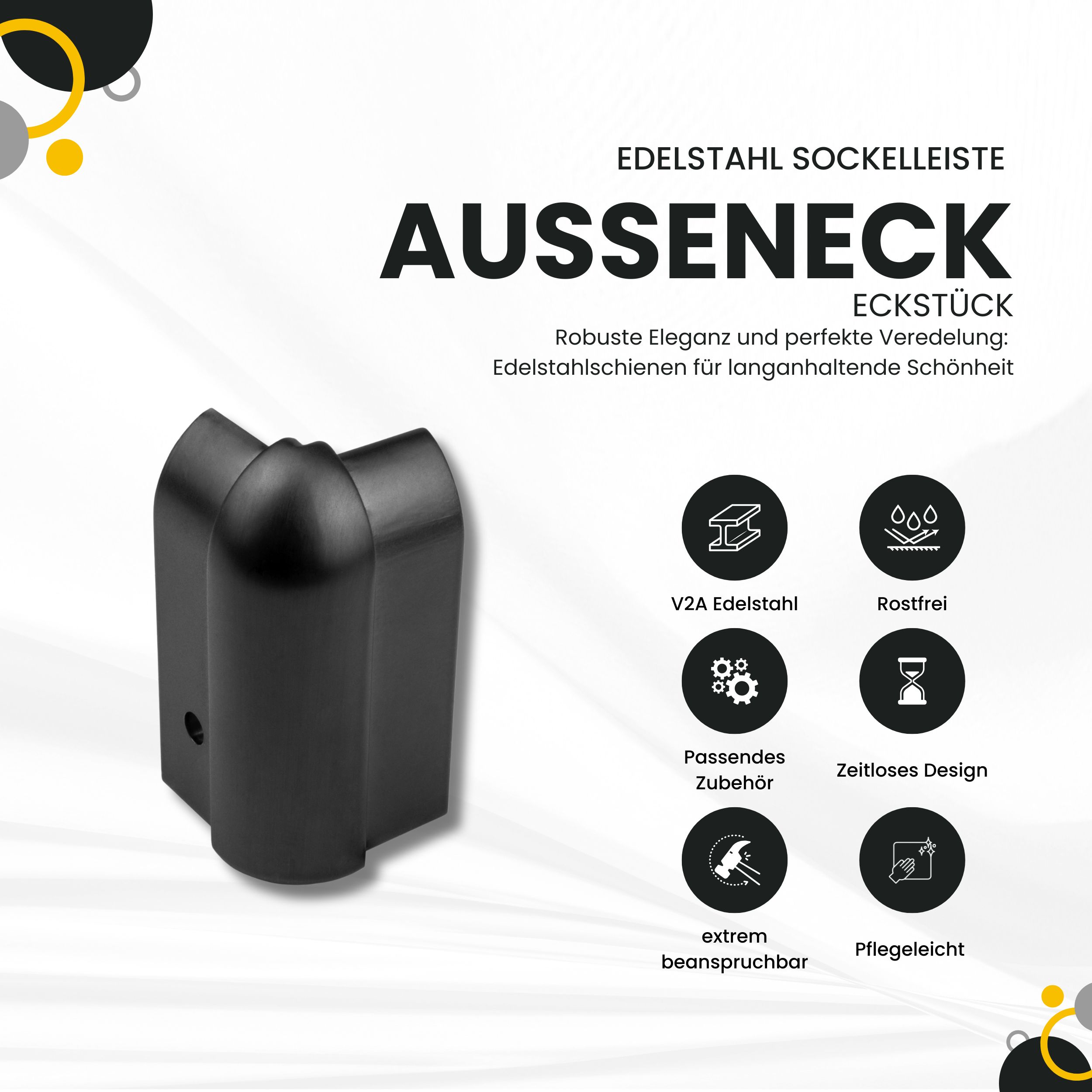 Sockelleiste Edelstahl Fußbodenleisten V2A L250cm 40mm schwarz anthrazit gebürstet Ausseneck