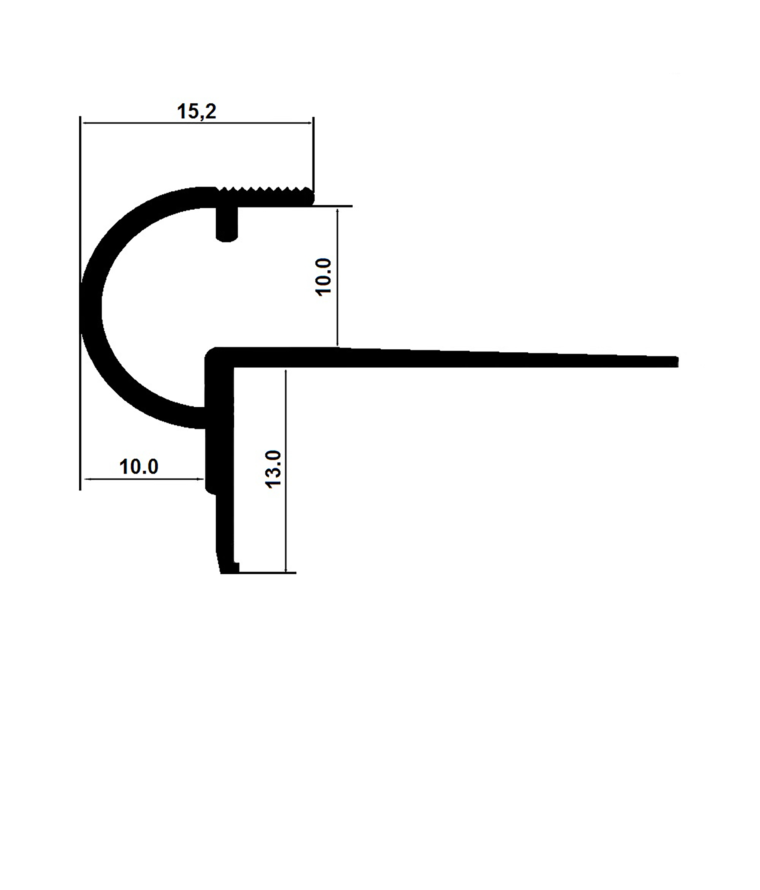 Alu Stufenprofil Fliesenschiene Profil Treppe Schiene matt L270cm H10mm gold