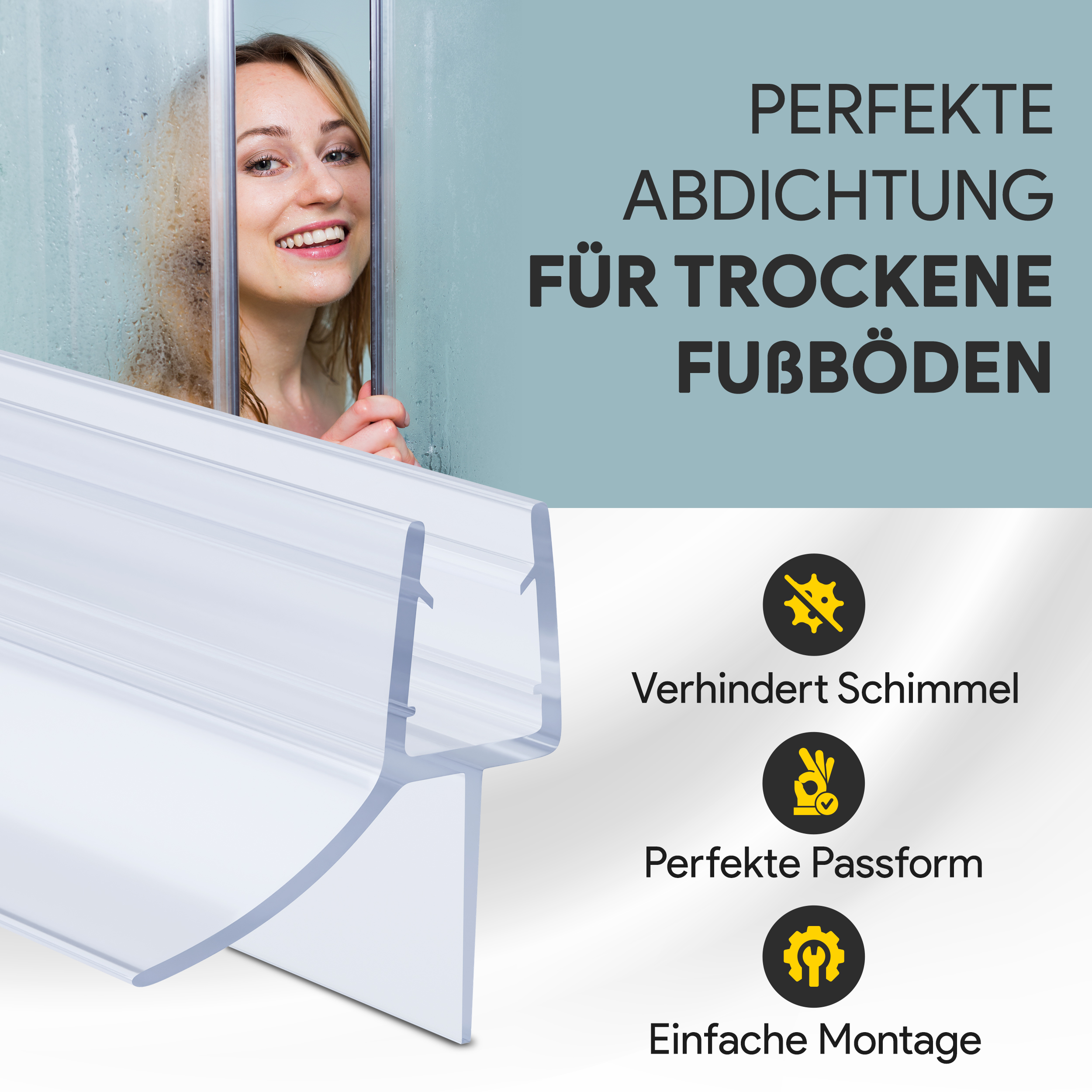 Duschdichtung PVC Ersatzdichtung Duschkabine Bad TYP-6 200cm Glasstärke 6mm Duschdichtung PVC Ersatzdichtung Duschkabine Bad TYP-6 200cm Glasstärke 10mm