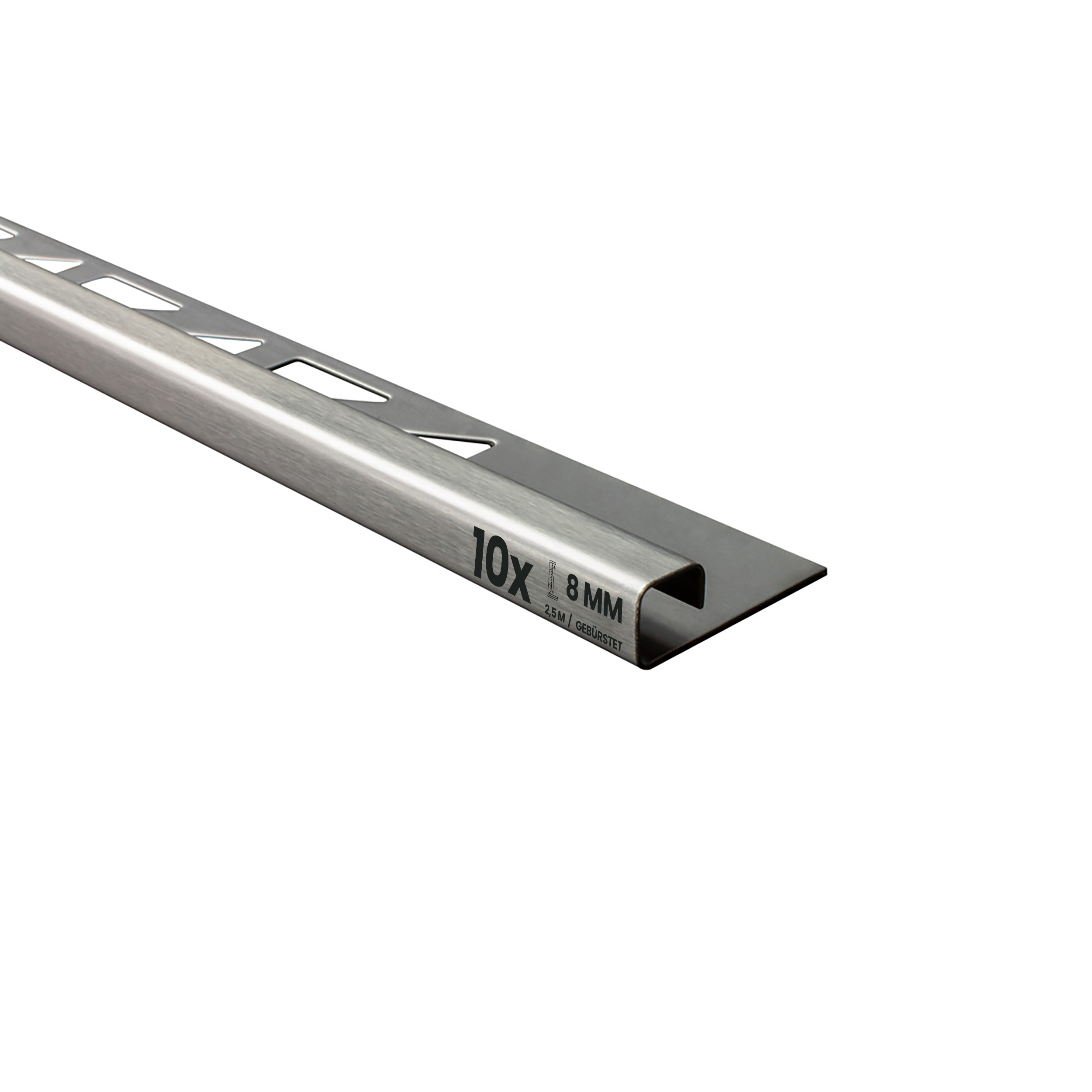 10x Quadrat Edelstahlschiene Fliesenprofil Fliesenschiene L250cm 8mm gebürstet 10x Quadrat Edelstahlschiene Fliesenprofil Fliesenschiene L250cm 8mm gebürstet