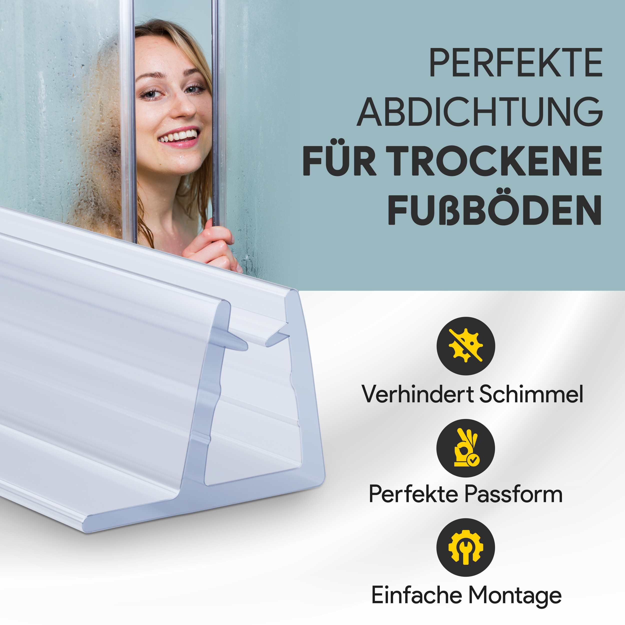 Duschdichtung PVC Ersatzdichtung TYP-4 200cm Glasstärke 4mm Gummilippe 28mm