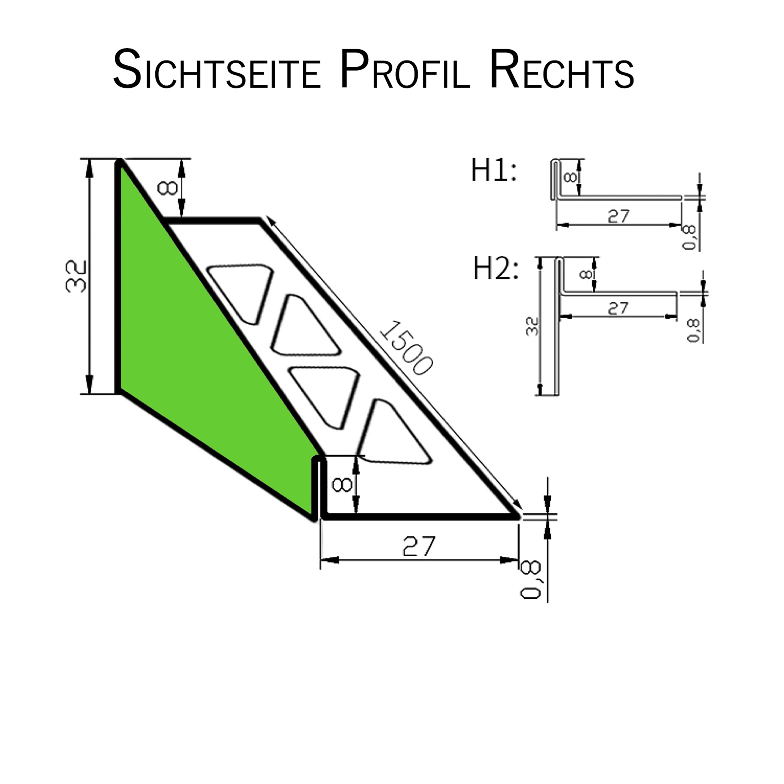Dusch-, Keil-Profil Gefälleprofil begehbare Dusche gebürstet 8mm Rechts 150cm Dusch-, Keil-Profil Gefälleprofil begehbare Dusche gebürstet 8mm Rechts 150cm