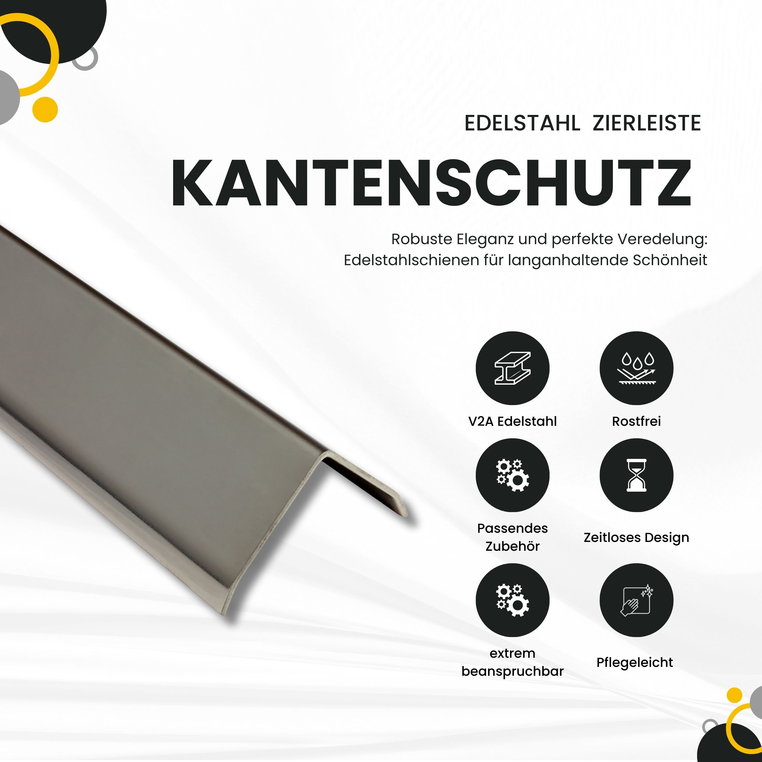 Kantenschutz Edelstahl Winkel 3-Fach gekantet Aussen V2A 250cm 25mm glänzend