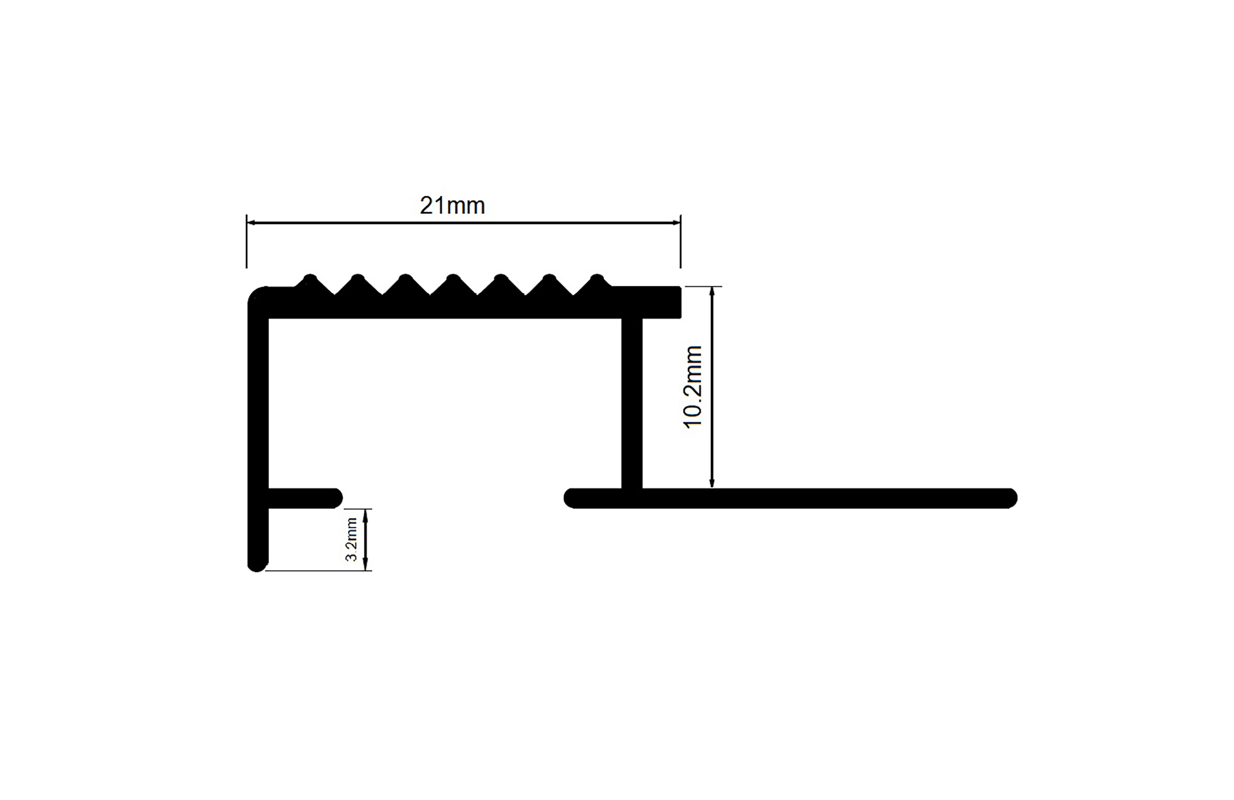 Alu Stufenprofil Fliesenschiene Profil Treppe Schiene matt L270cm H10mm silber