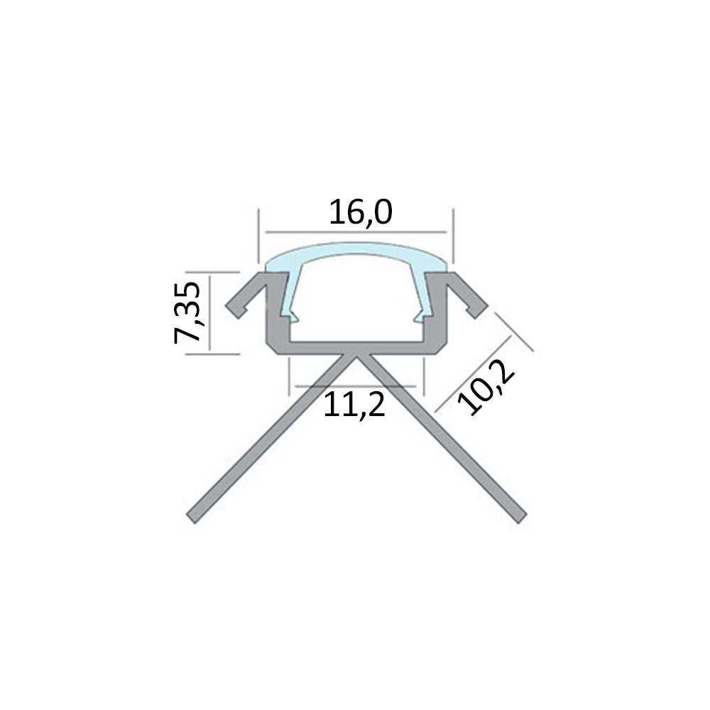 C-T77 LED Alu Fliesenprofil Ecke aussen 10mm silber 2m opal