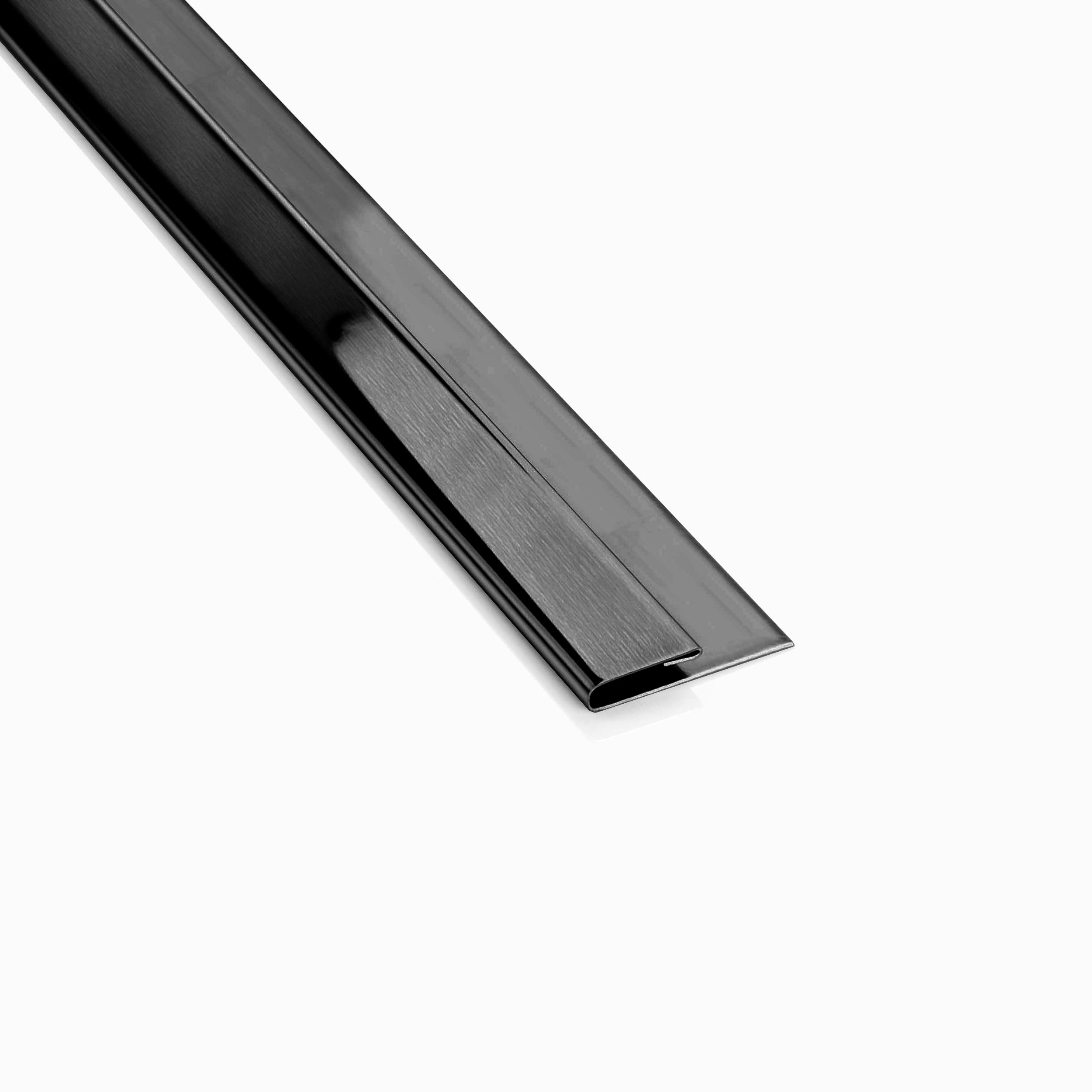 Vinyl Abschluss- / Einfassprofil Edelstahl V2A L250cm H2mm, schwarz anthrazit gebürstet