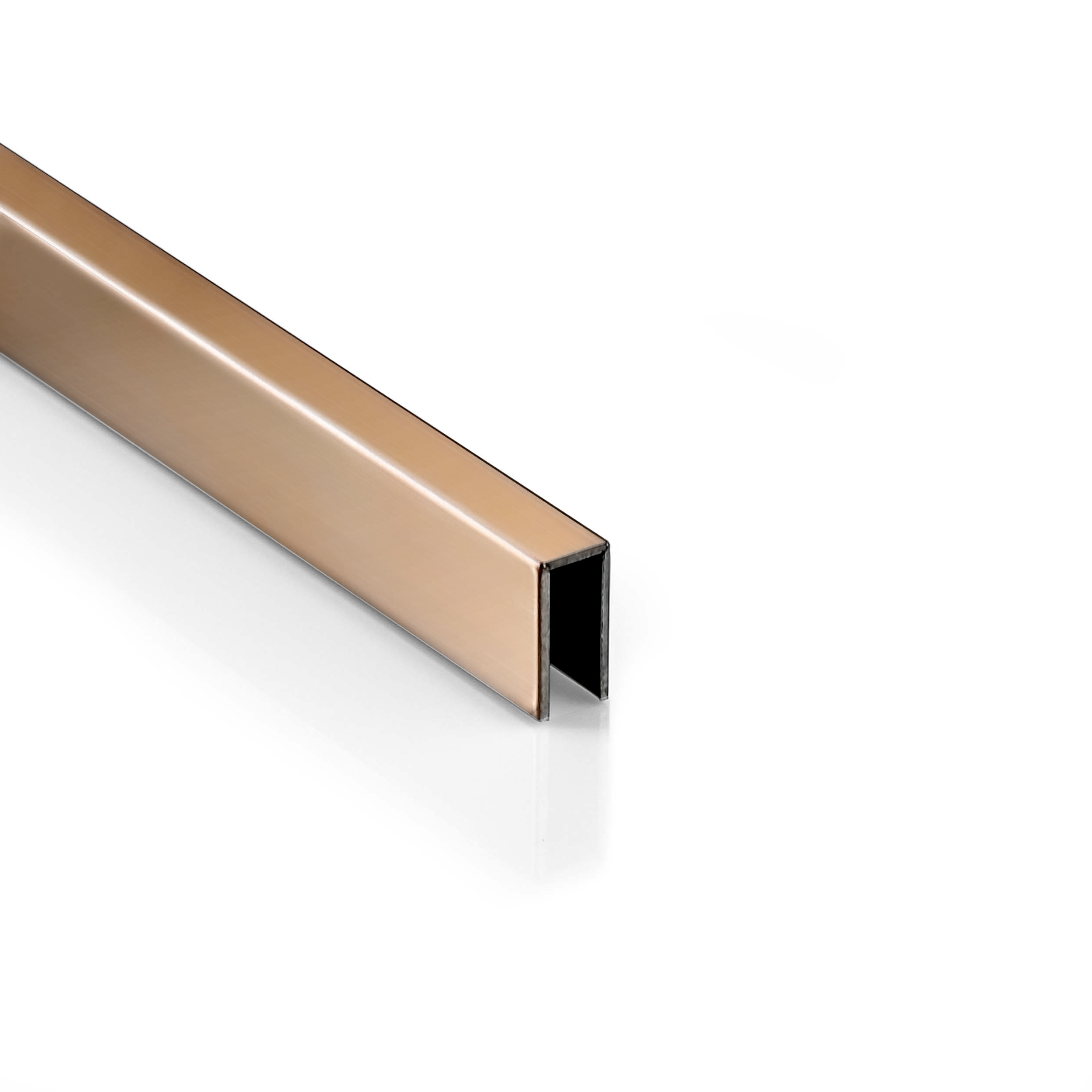 Deko Bordüre U-Profil Zierleiste Fliesenschiene Edelstahl V2A L250cm 3mm rose glänzend