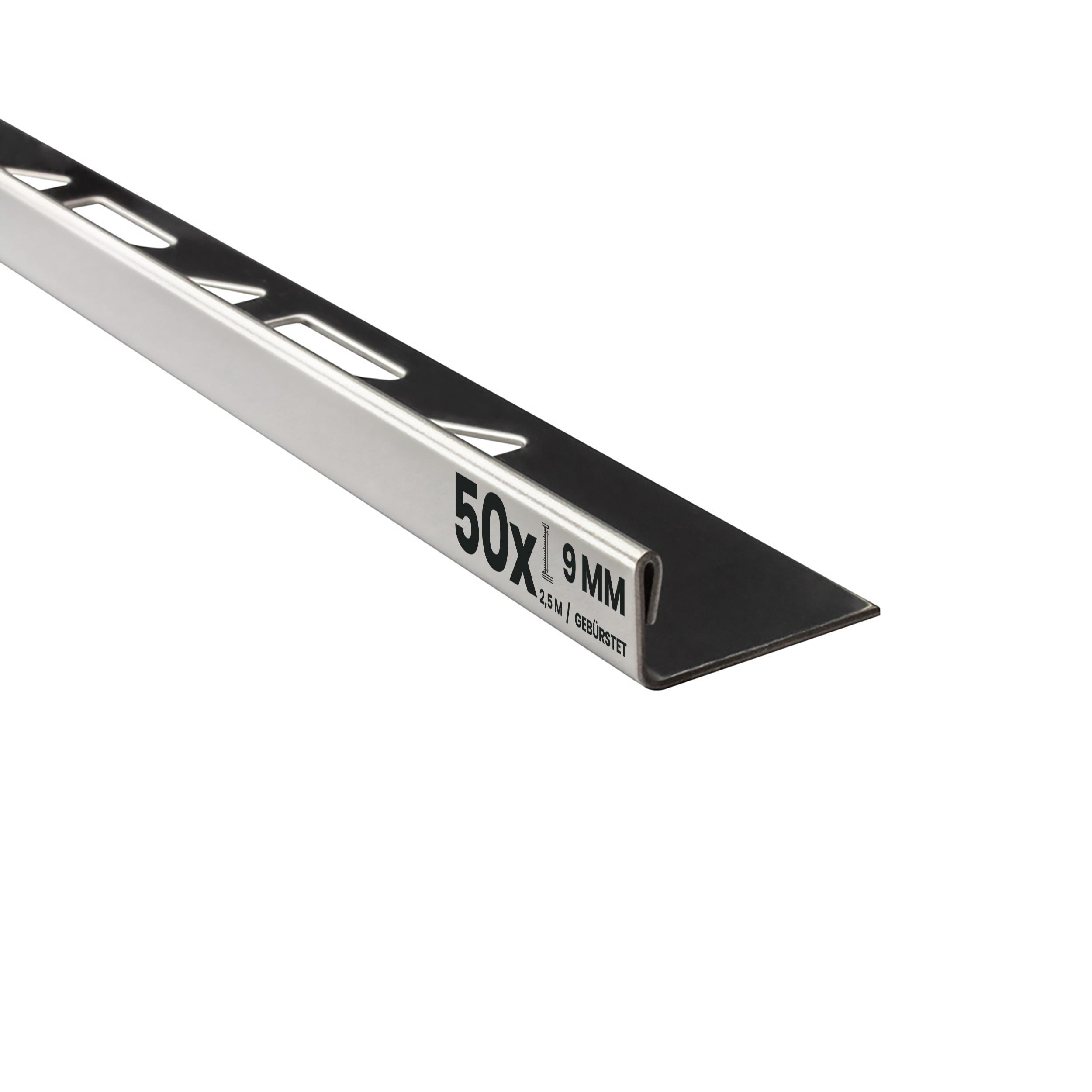 50x L-Profil Edelstahlschiene Fliesenschiene Fliesenprofil L250cm 9mm glänzend