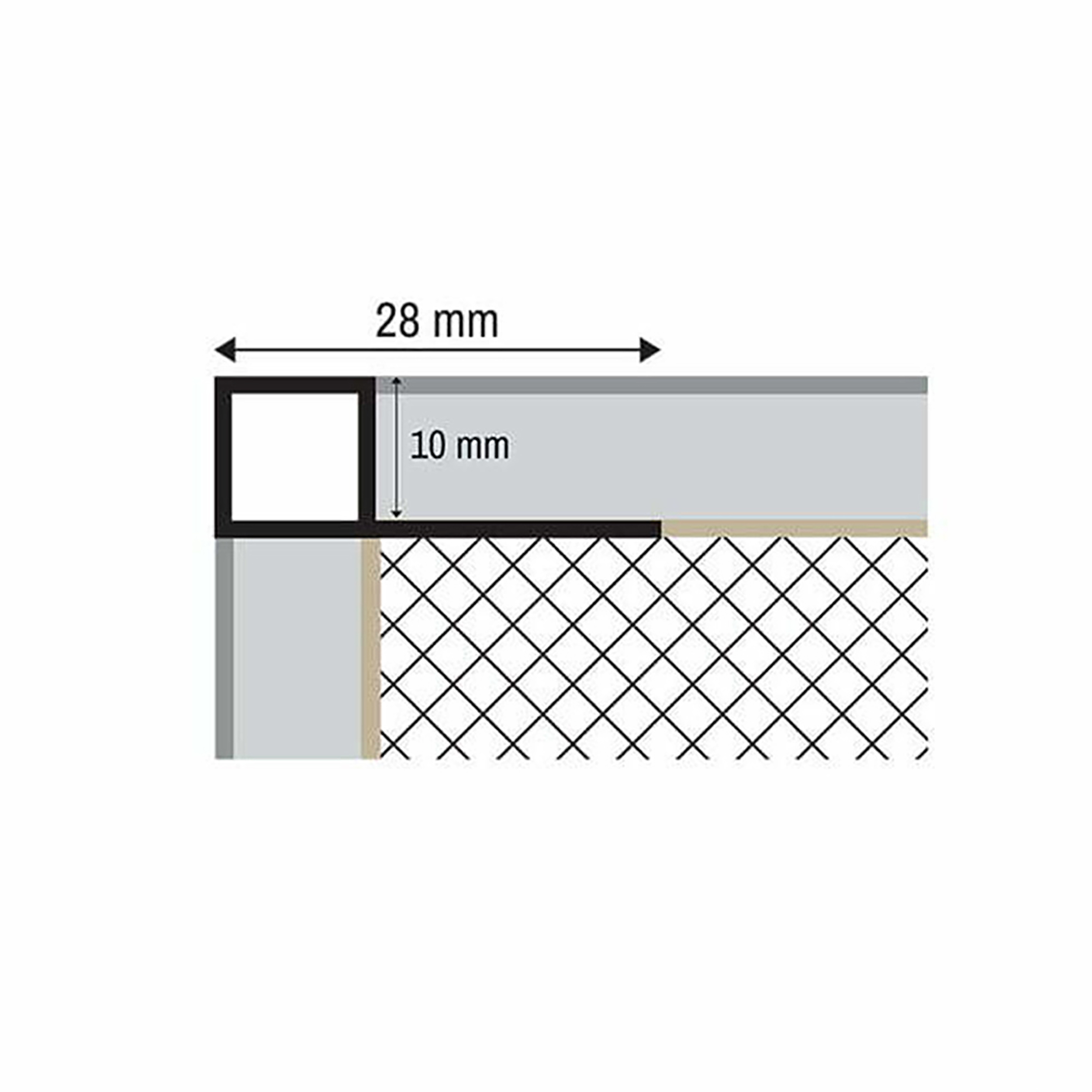 Alu Vierkant Quadrat Profil Fliesenschiene Schiene gold poliert L270cm H10mm