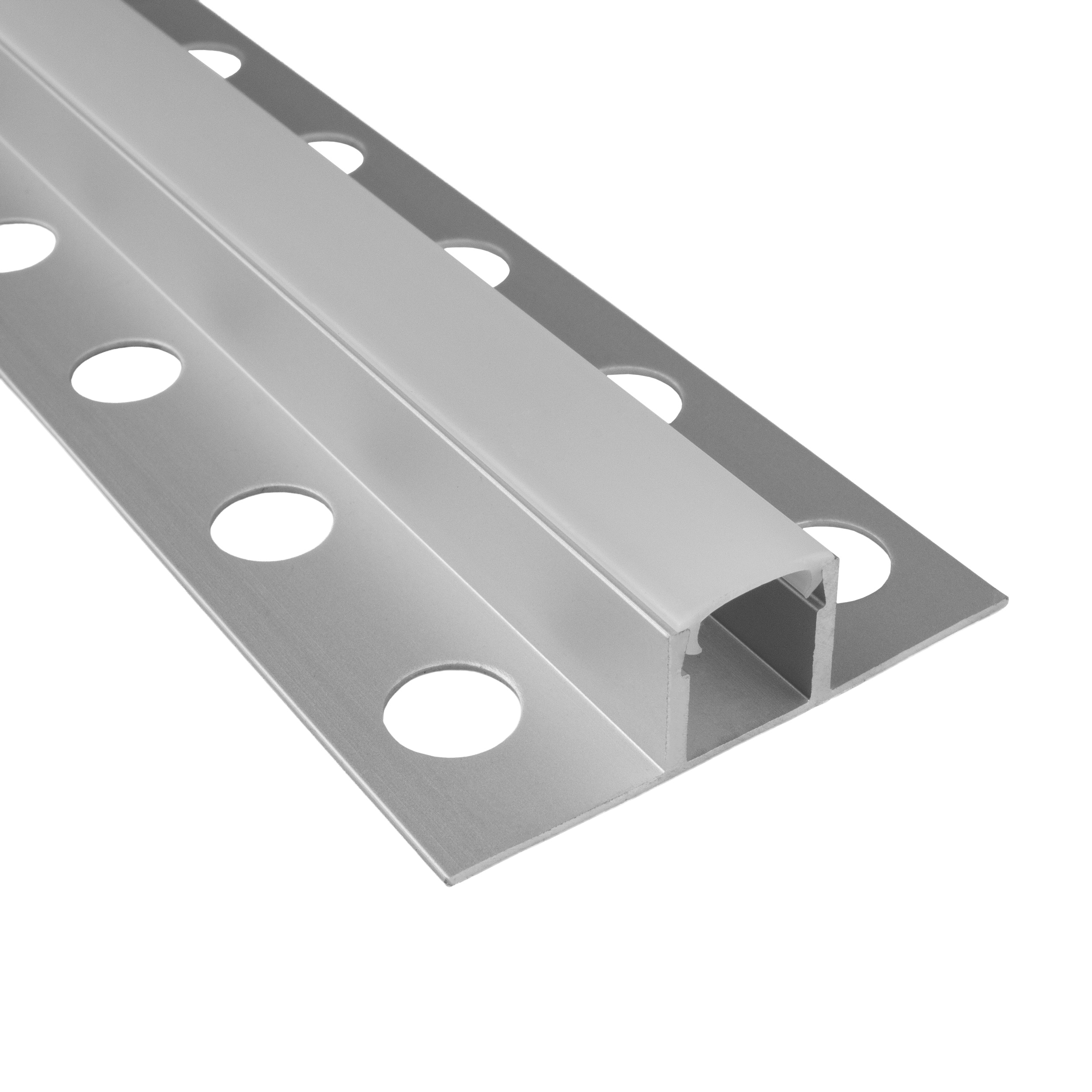 T77 LED Alu Fliesenprofil Bordüre 12mm silber 2m milky