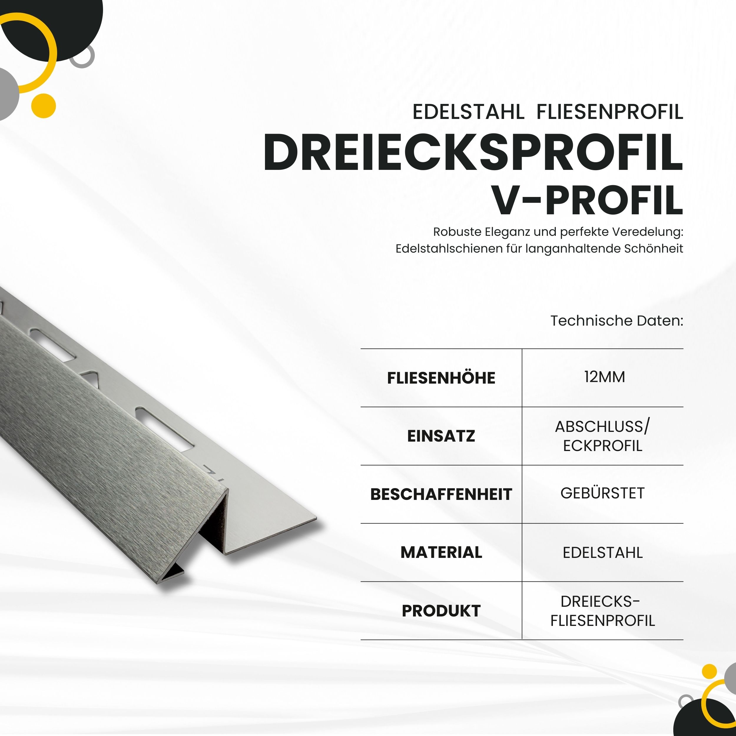 Dreiecksprofil V-Profil Edelstahlschiene Edelstahl V2A L250cm H12mm gebürstet Dreiecksprofil V-Profil Edelstahlschiene Edelstahl V2A L250cm H12mm gebürstet
