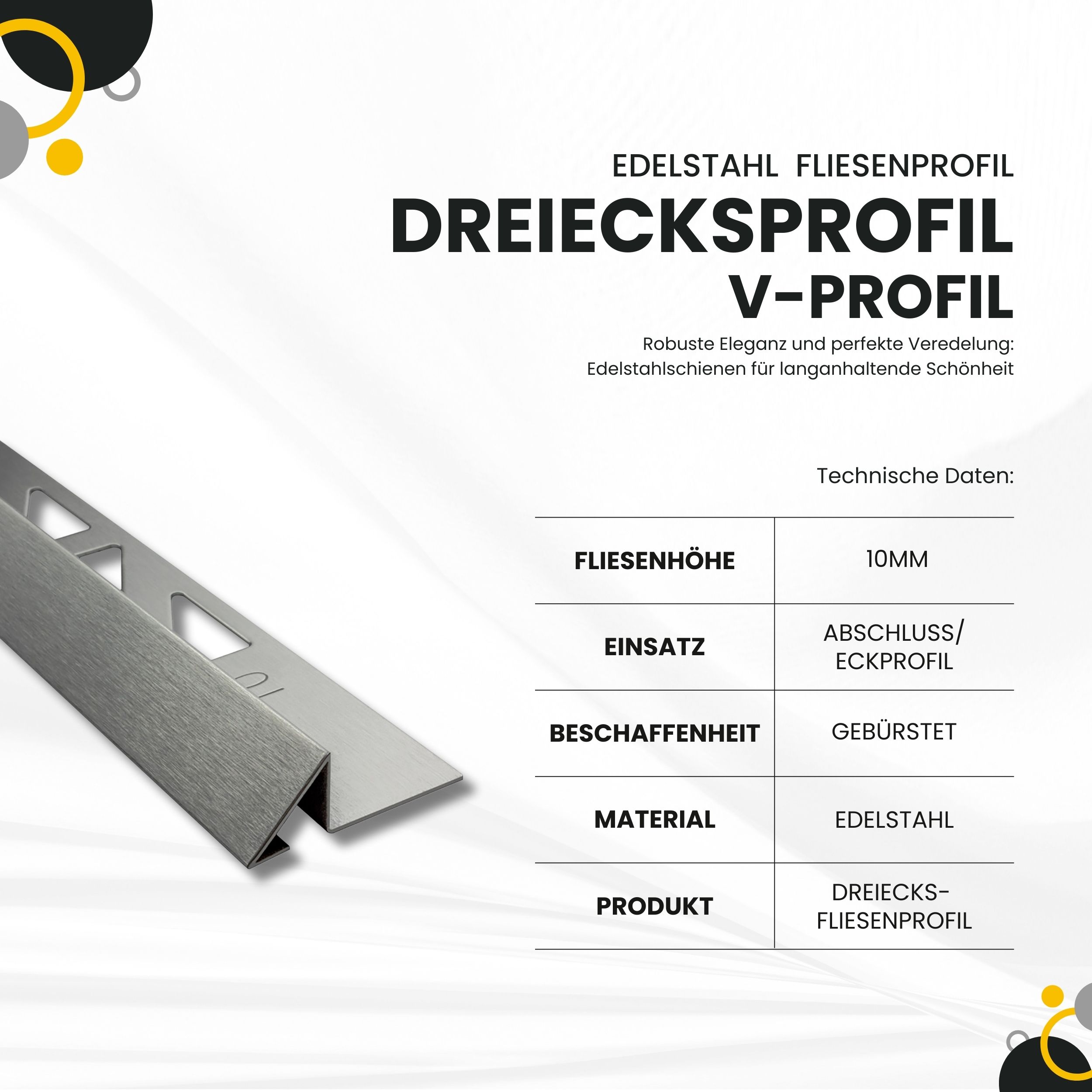 Dreiecksprofil V-Profil Edelstahlschiene Edelstahl V2A L250cm H10mm gebürstet Dreiecksprofil V-Profil Edelstahlschiene Edelstahl V2A L250cm H10mm gebürstet