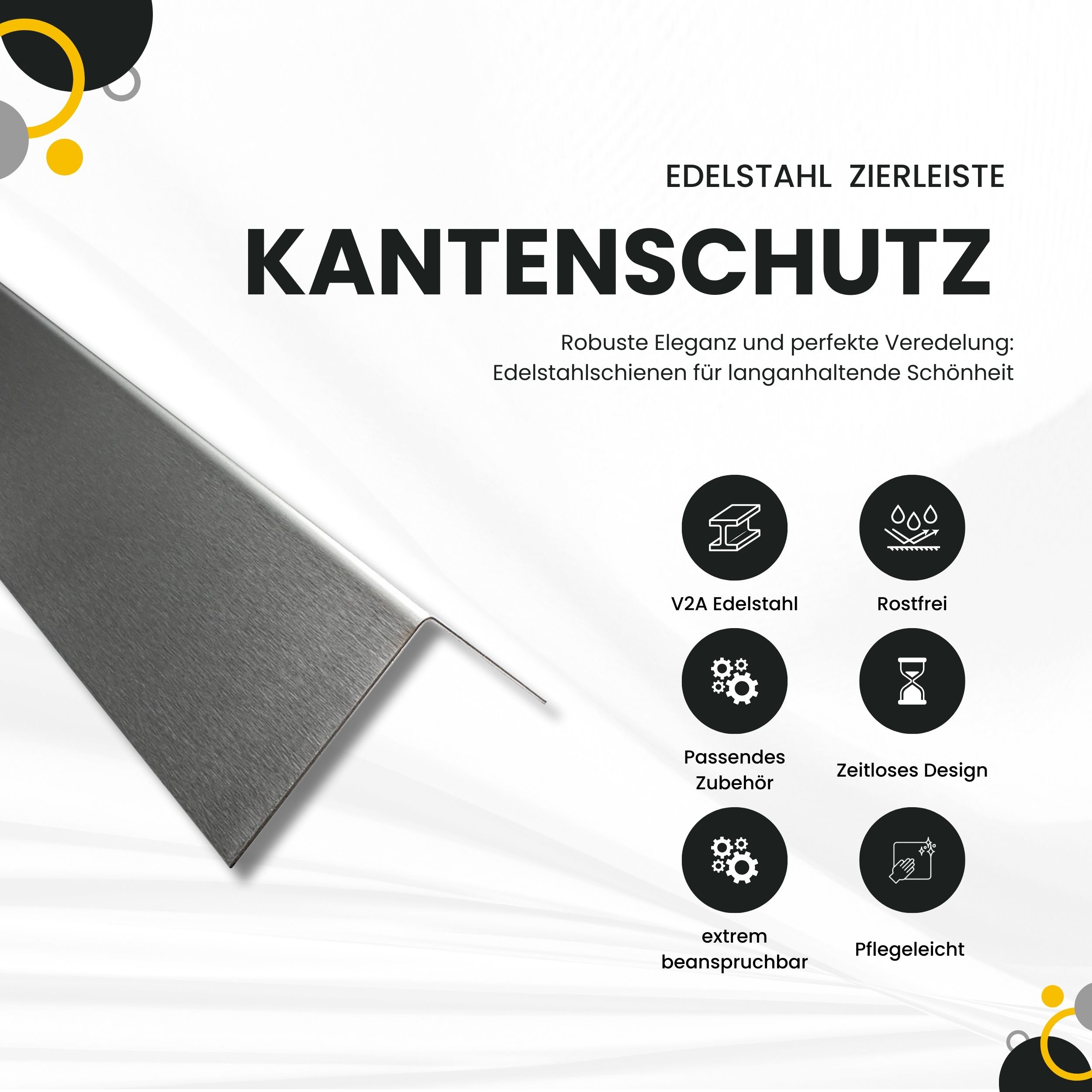 Kantenschutz Edelstahl Winkel Eckschutz Eckleiste Aussen V2A 2,5m 50mm gebürstet