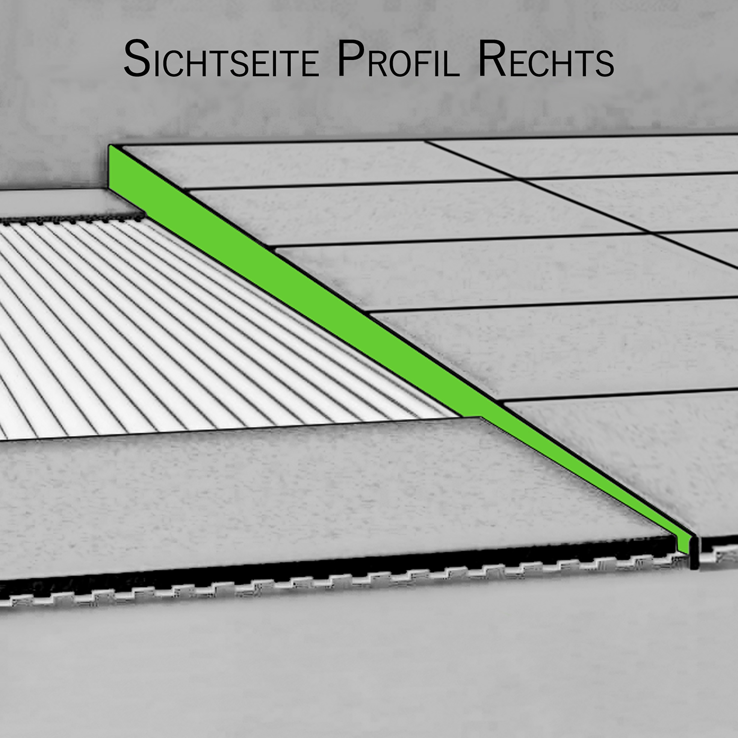 Dusch-, Keil-Profil Gefälleprofil begehbare Dusche gebürstet 12,5mm Rechts 100cm