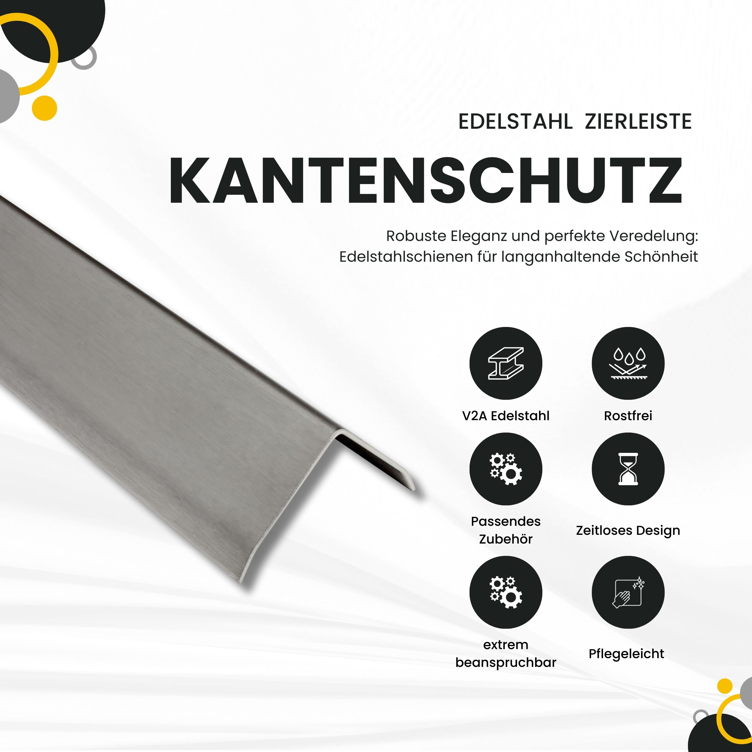 Kantenschutz Edelstahl Winkel 3-Fach gekantet Aussen V2A 250cm 25mm gebürstet