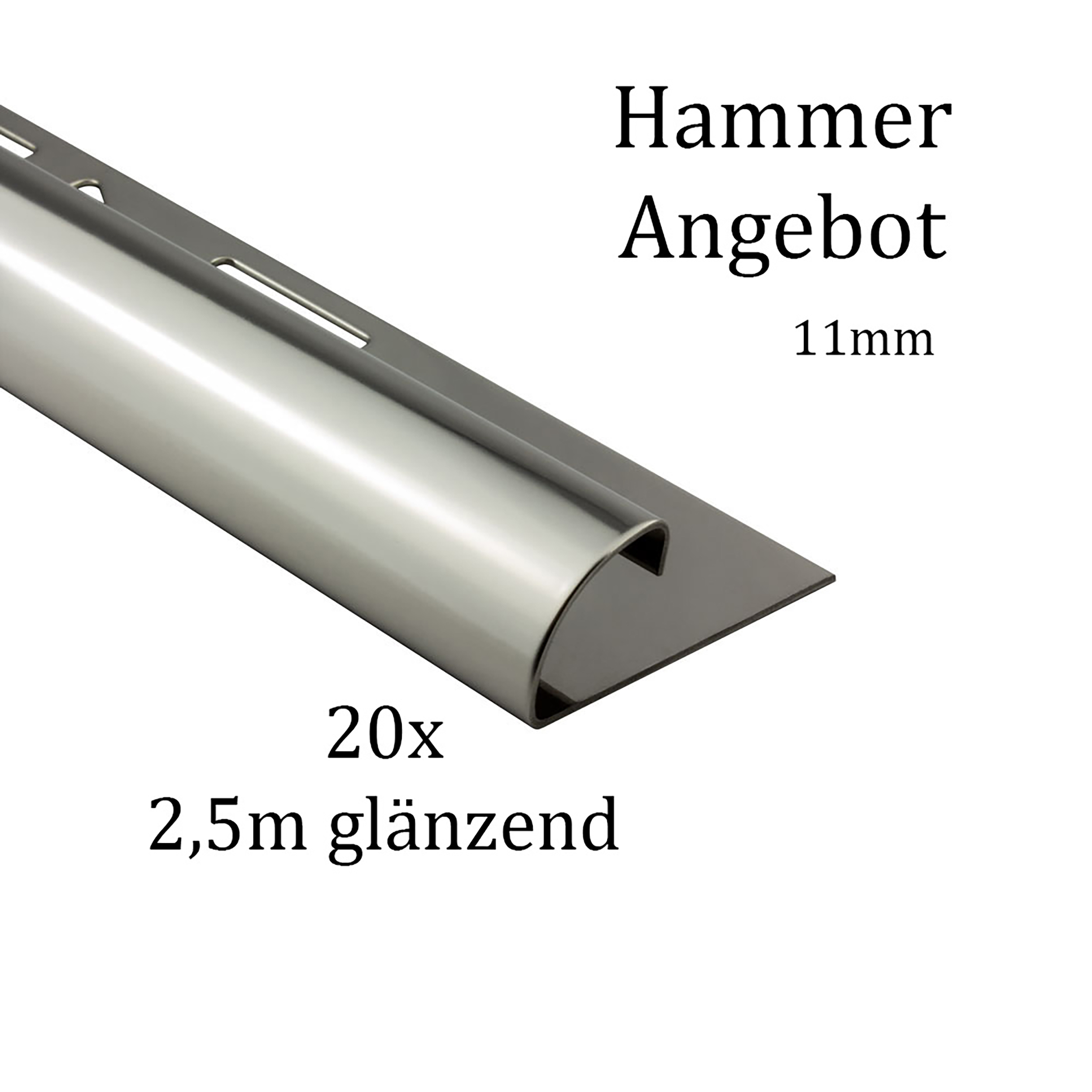 20x Viertelkreis Edelstahlschiene Fliesenschiene Fliesenprofil 50m 11mm glänzend 20x Viertelkreis Edelstahlschiene Fliesenschiene Fliesenprofil 50m 11mm glänzend