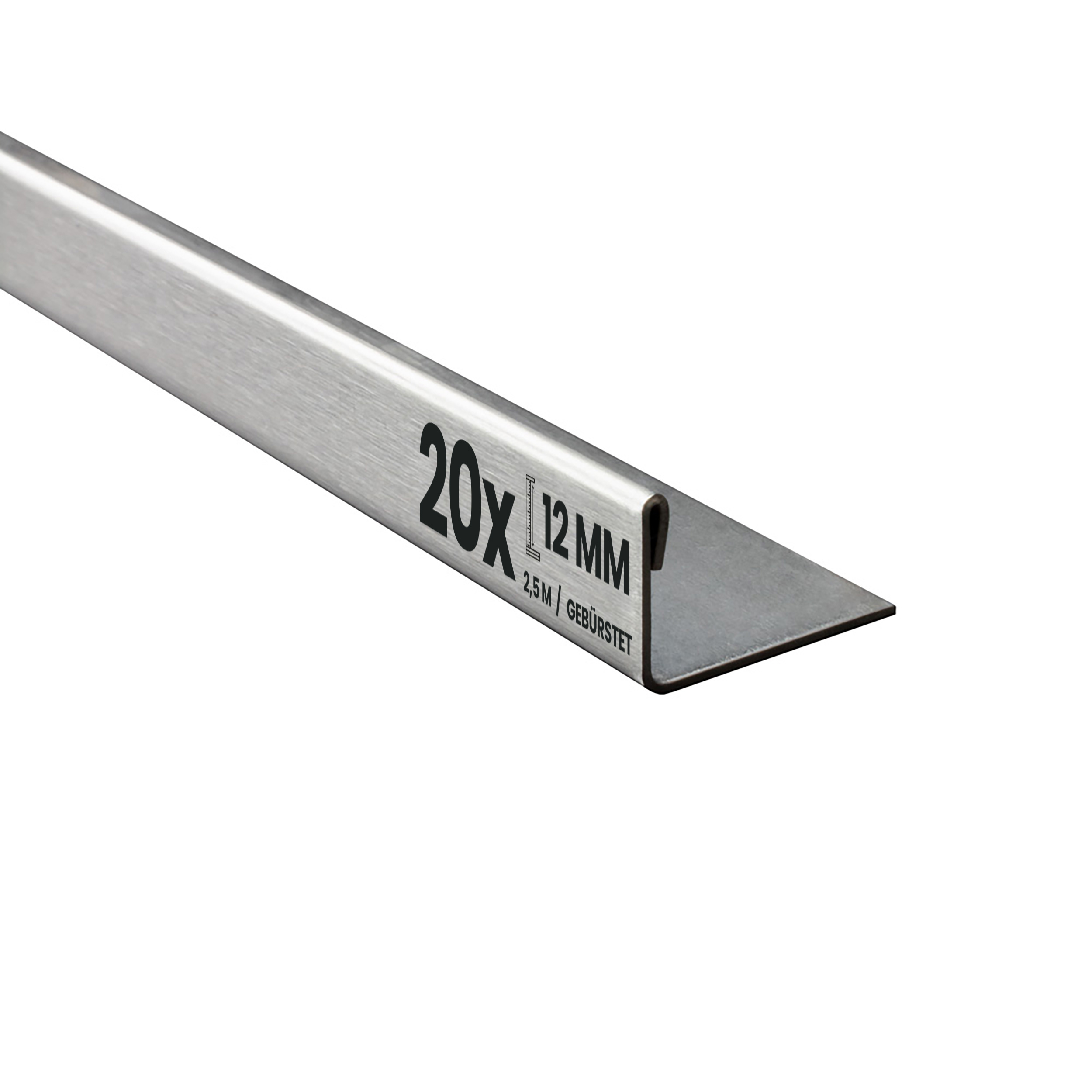 20x L-Profil Edelstahlschiene Fliesenschiene Fliesenprofil L250cm 12mm gebürstet