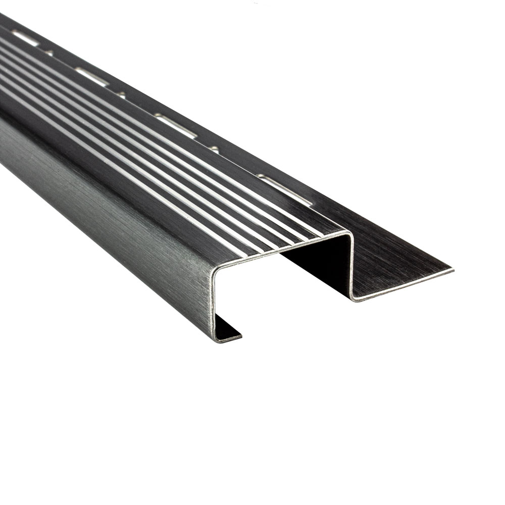 Edelstahl Stufenprofil Fliesen Treppen schwarz anthrazit gebürstet 2,5m 12mm Edelstahl Stufenprofil Fliesen Treppen schwarz anthrazit gebürstet 2,5m 12mm