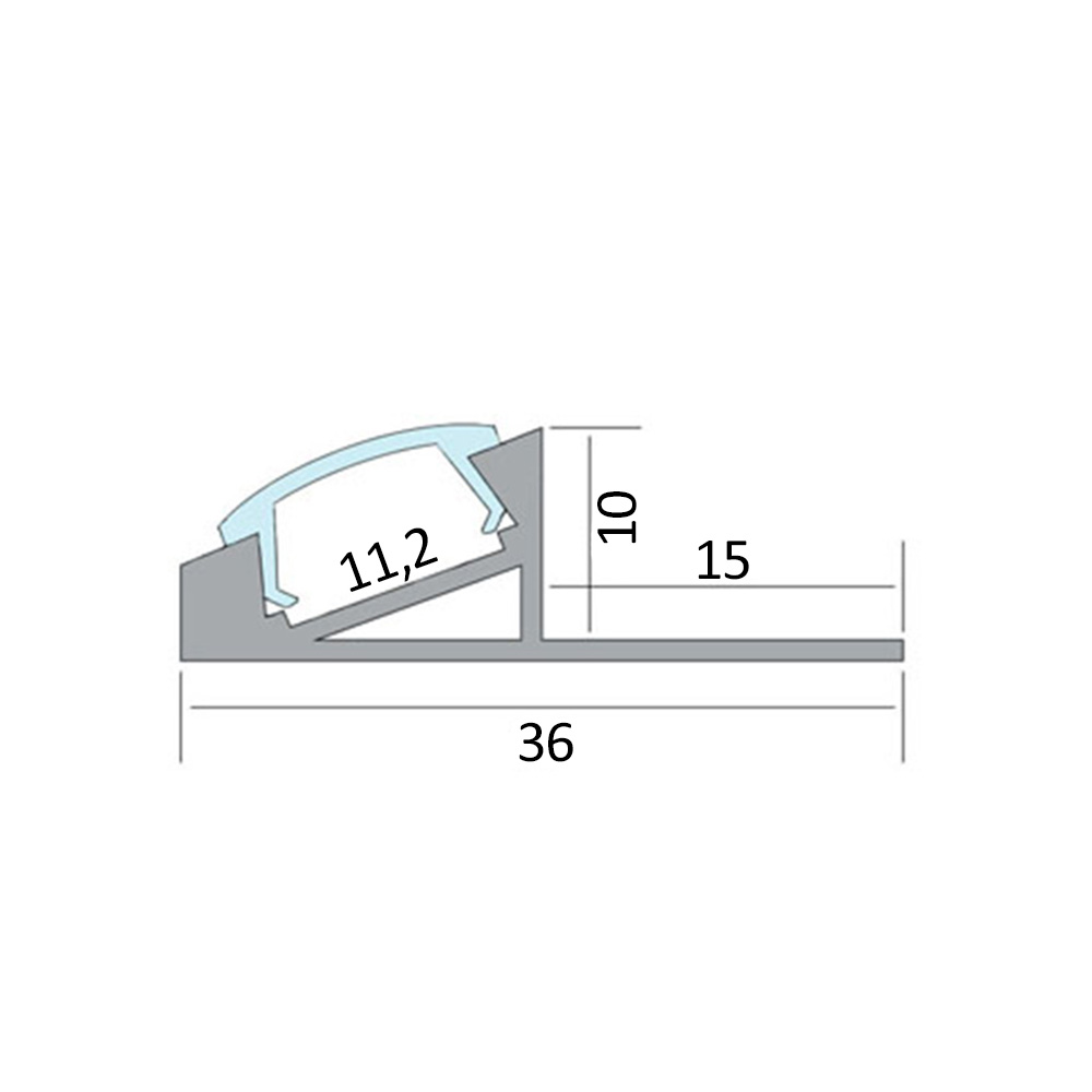 T77 LED Alu Fliesenprofil 10mm silber 20° T77 LED Alu Fliesenprofil 10mm silber 20° 2m opal