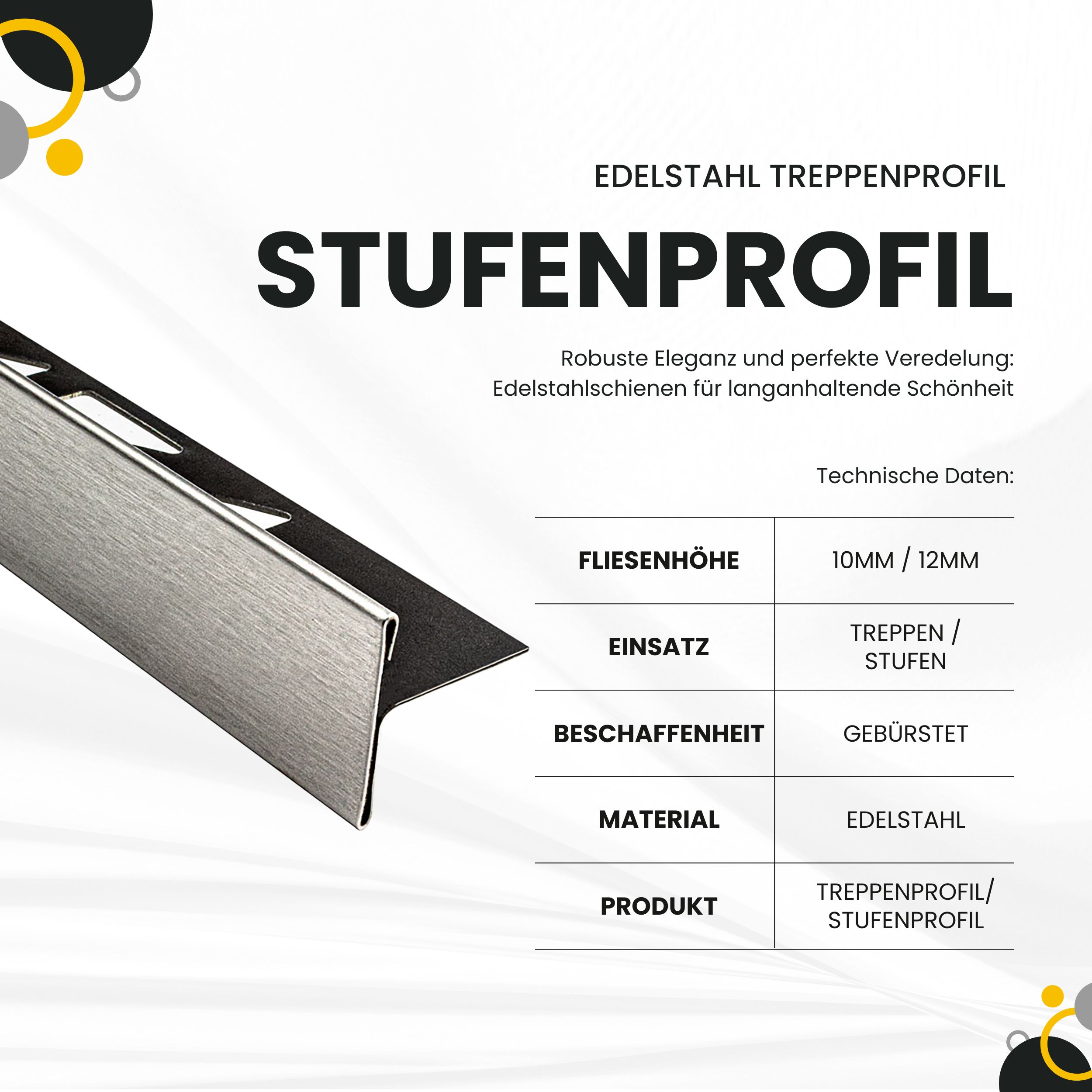 T-Profil Stufenprofil Treppenprofil Edelstahl V2A L250cm 10mm Profil gebürstet T-Profil Stufenprofil Treppenprofil Edelstahl V2A L250cm 10mm Profil gebürstet