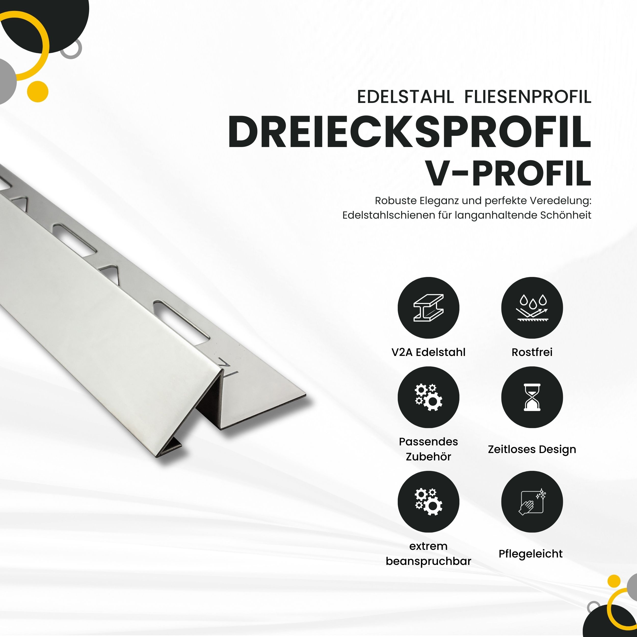 Dreiecksprofil V-Profil Edelstahlschiene Edelstahl V2A L250cm H12mm glänzend