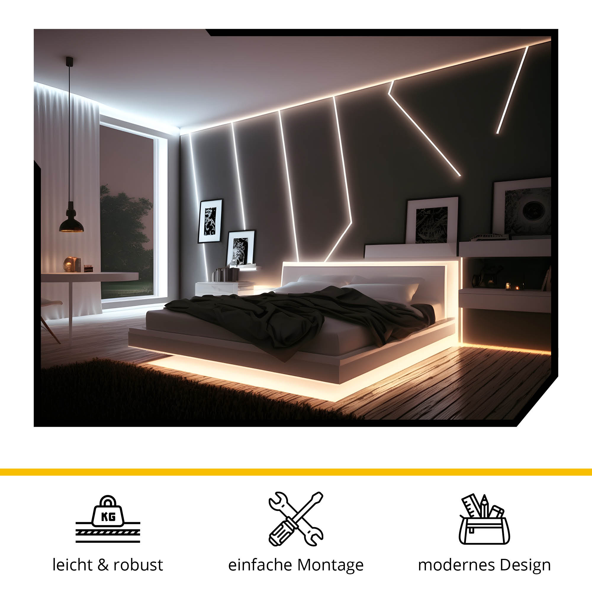 T77 LED Alu Unterputz Profil Trockenbau 10mm silber LED Abdeckung No.9 - A15-, A19-, A20-, T77-, T40-, T-STA-Serie - LED-Aluprofil - Schwarz