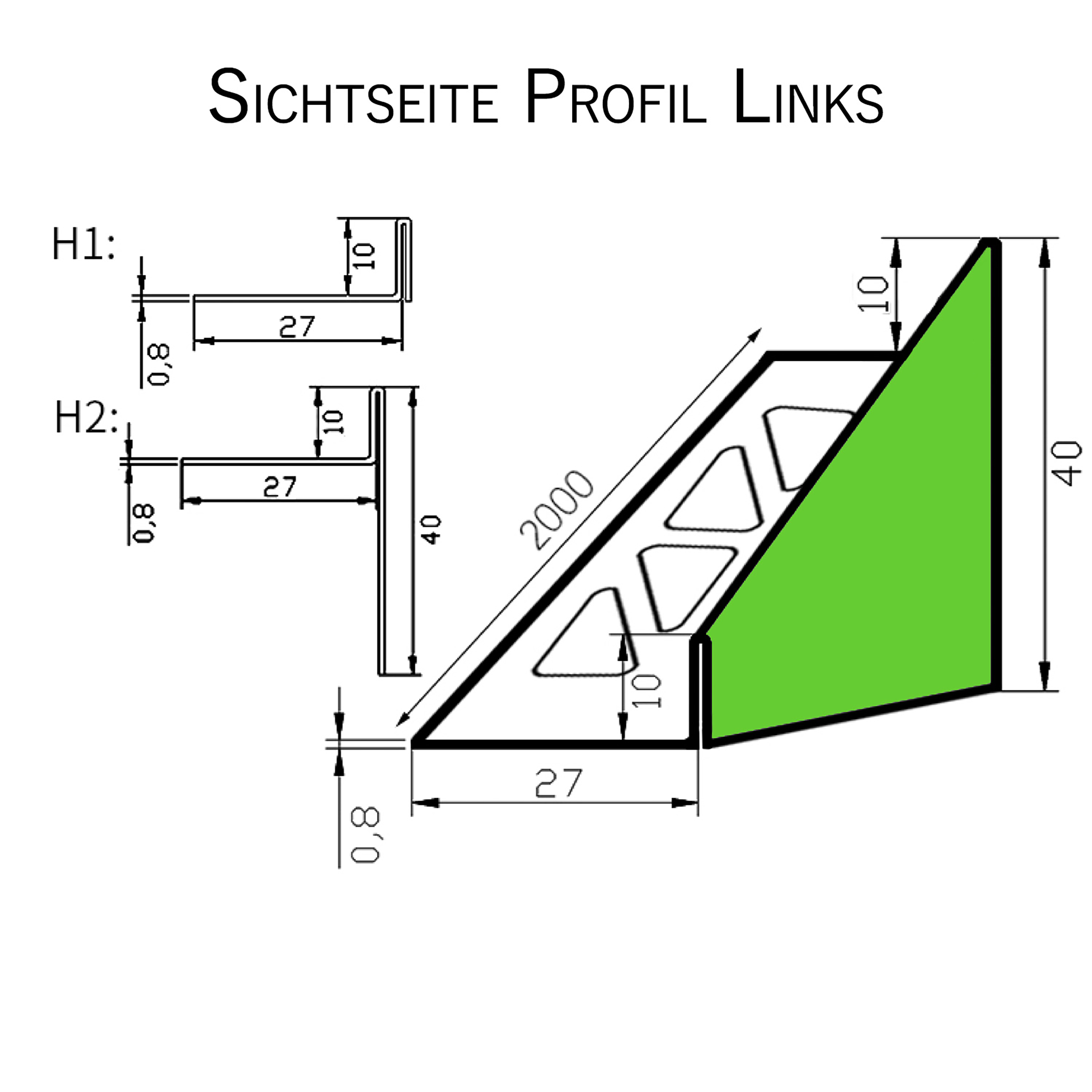 Dusch-, Keil-Profil Gefälleprofil begehbare Dusche gebürstet 10mm Links 200cm Dusch-, Keil-Profil Gefälleprofil begehbare Dusche gebürstet 10mm Links 200cm