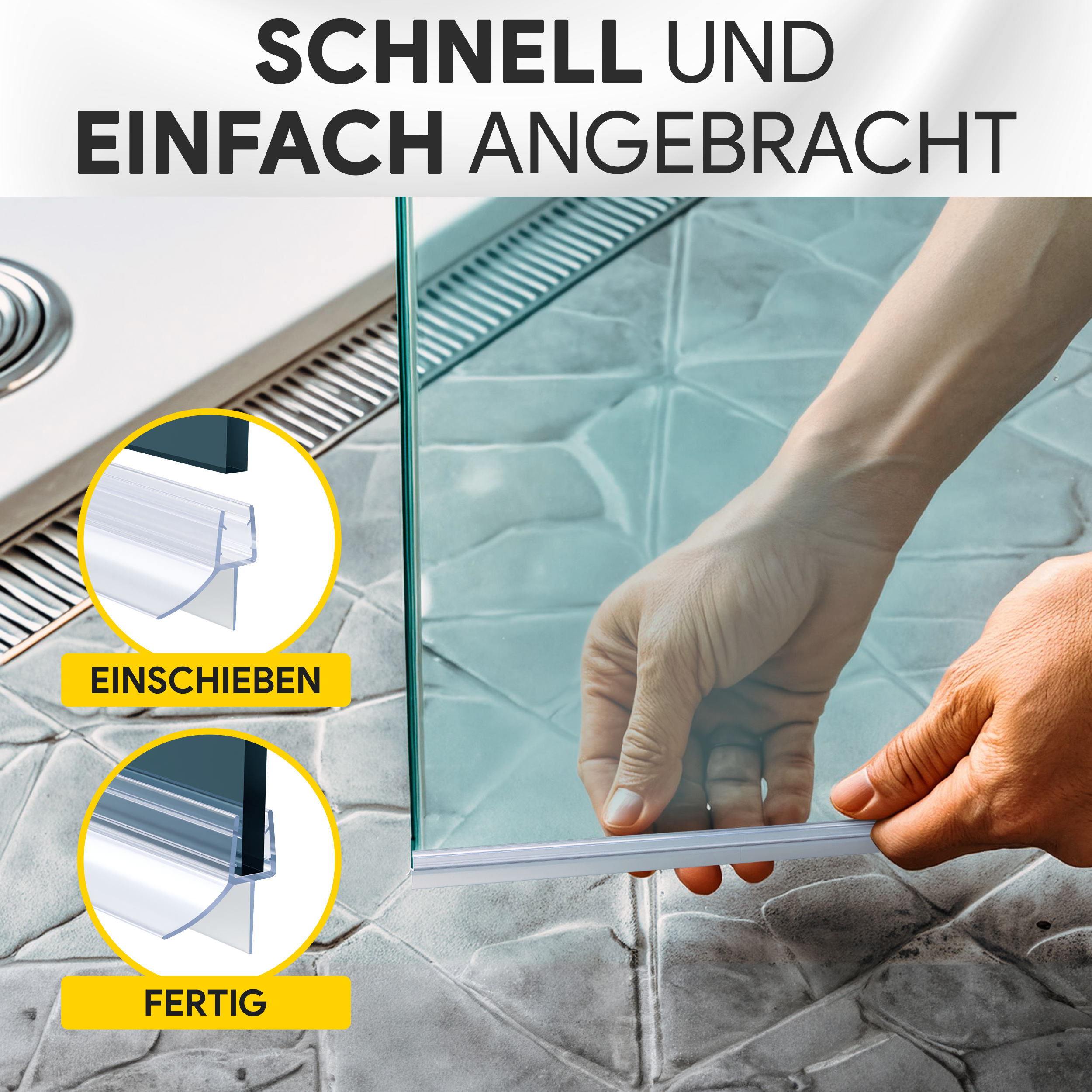 Duschdichtung PVC Ersatzdichtung Duschkabine Bad TYP-6 200cm Glasstärke 6mm Duschdichtung PVC Ersatzdichtung Duschkabine Bad TYP-6 200cm Glasstärke 10mm