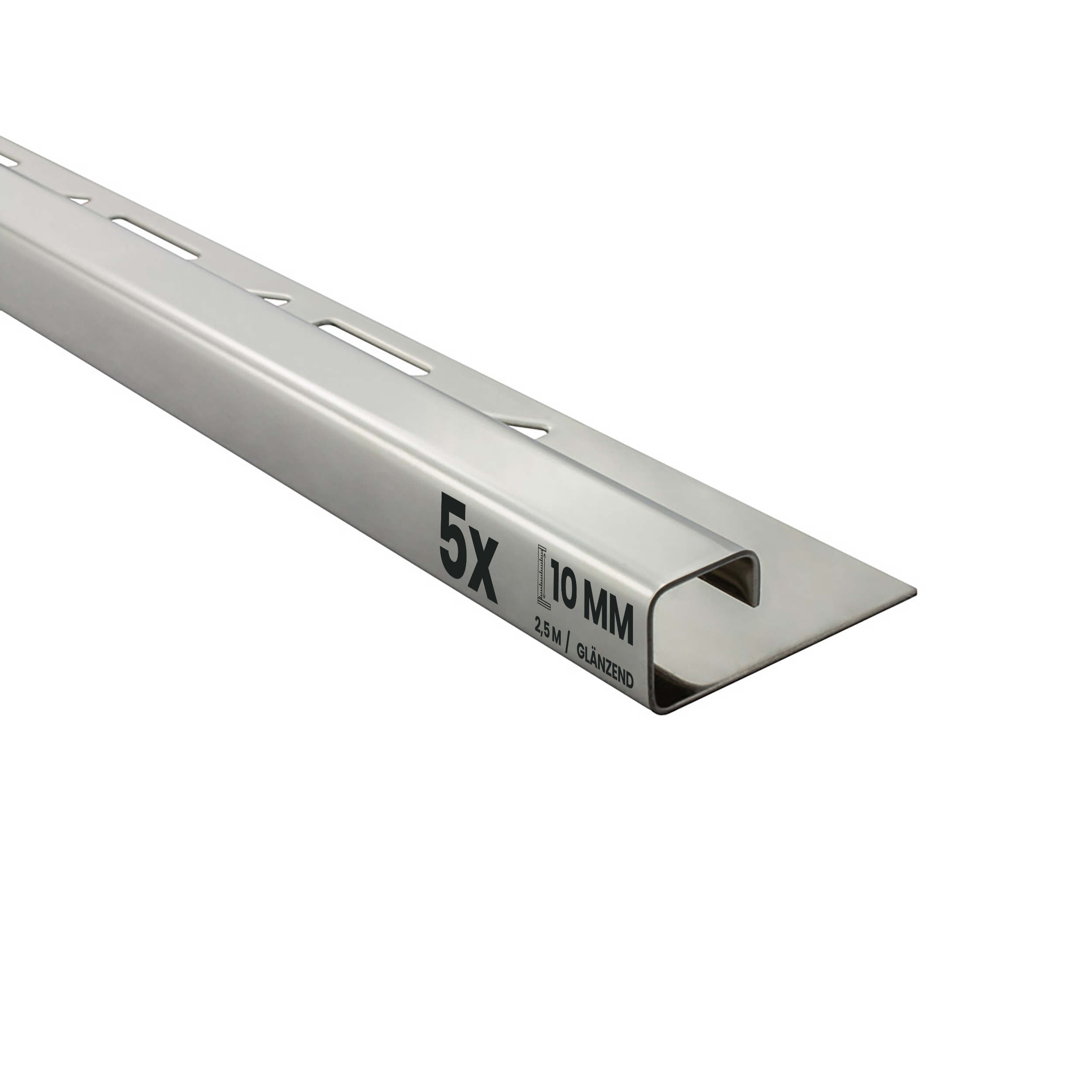 5x Quadrat Edelstahlschiene Fliesenschiene Fliesenprofil L250cm 10mm glänzend