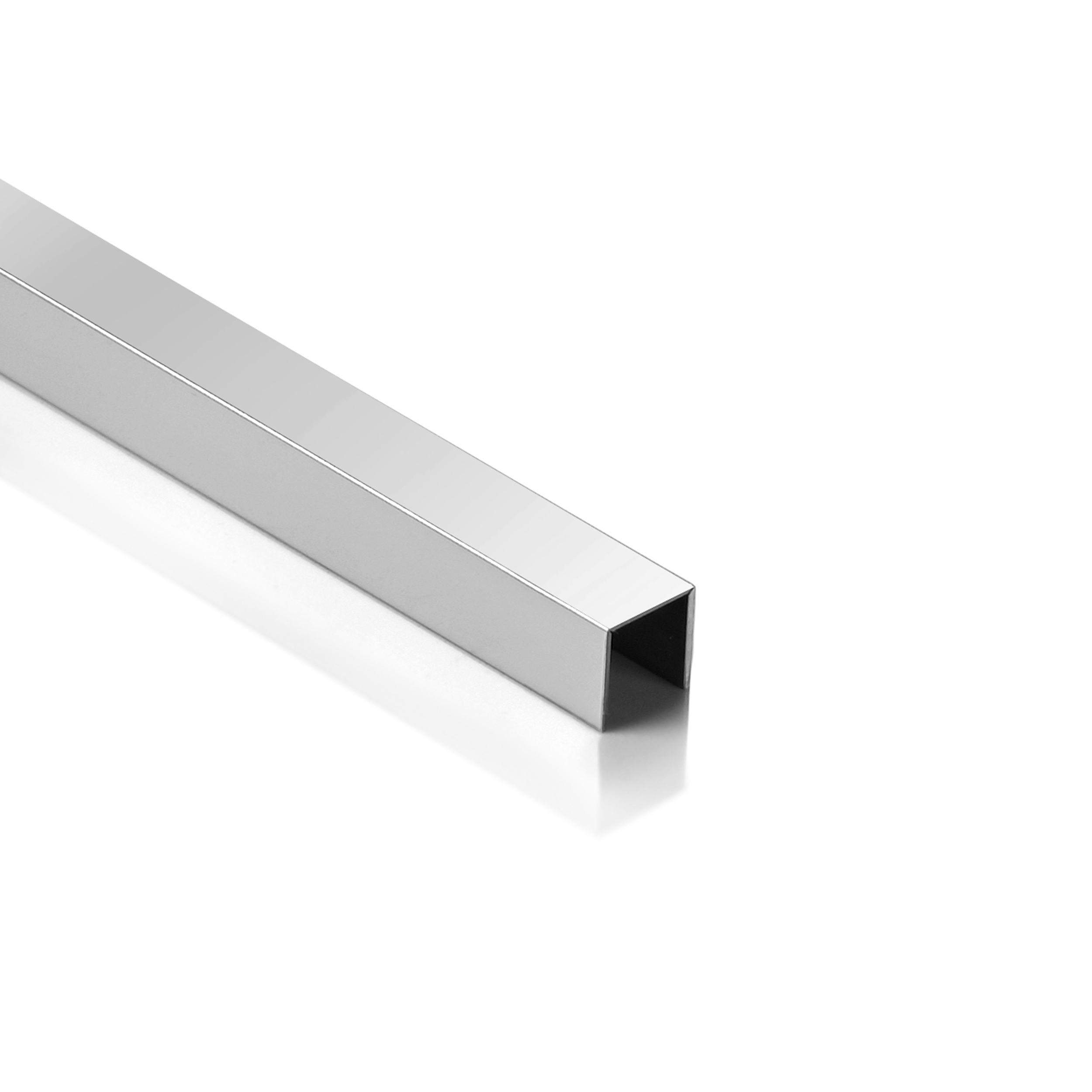 Deko Bordüre U-Profil Zierleiste Fliesenschiene Edelstahl V2A L250cm 10mm silber glänzend