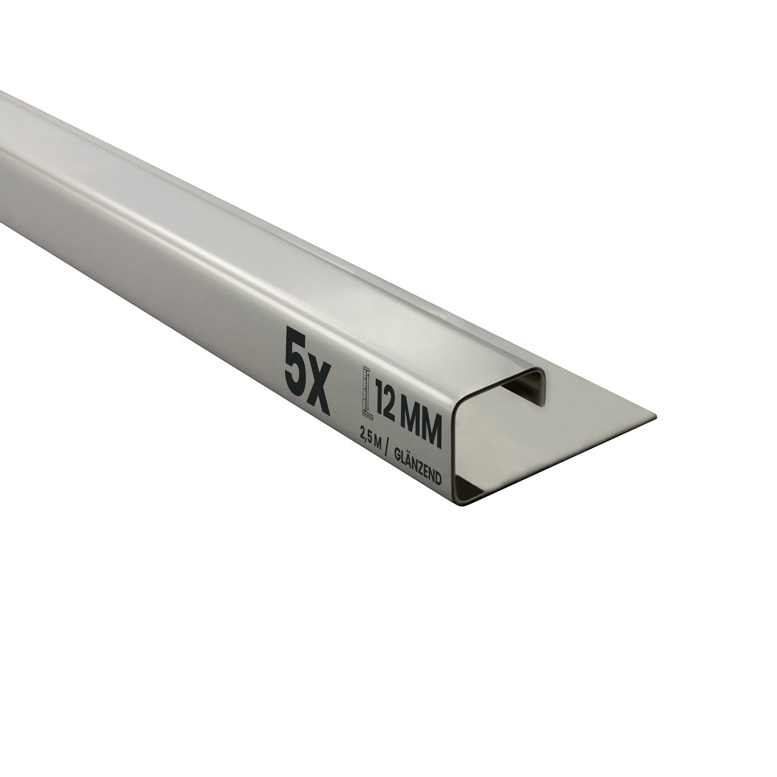 5x Quadrat Edelstahlschiene Fliesenprofil Fliesenschiene L250cm 12mm glänzend 5x Quadrat Edelstahlschiene Fliesenprofil Fliesenschiene L250cm 12mm glänzend
