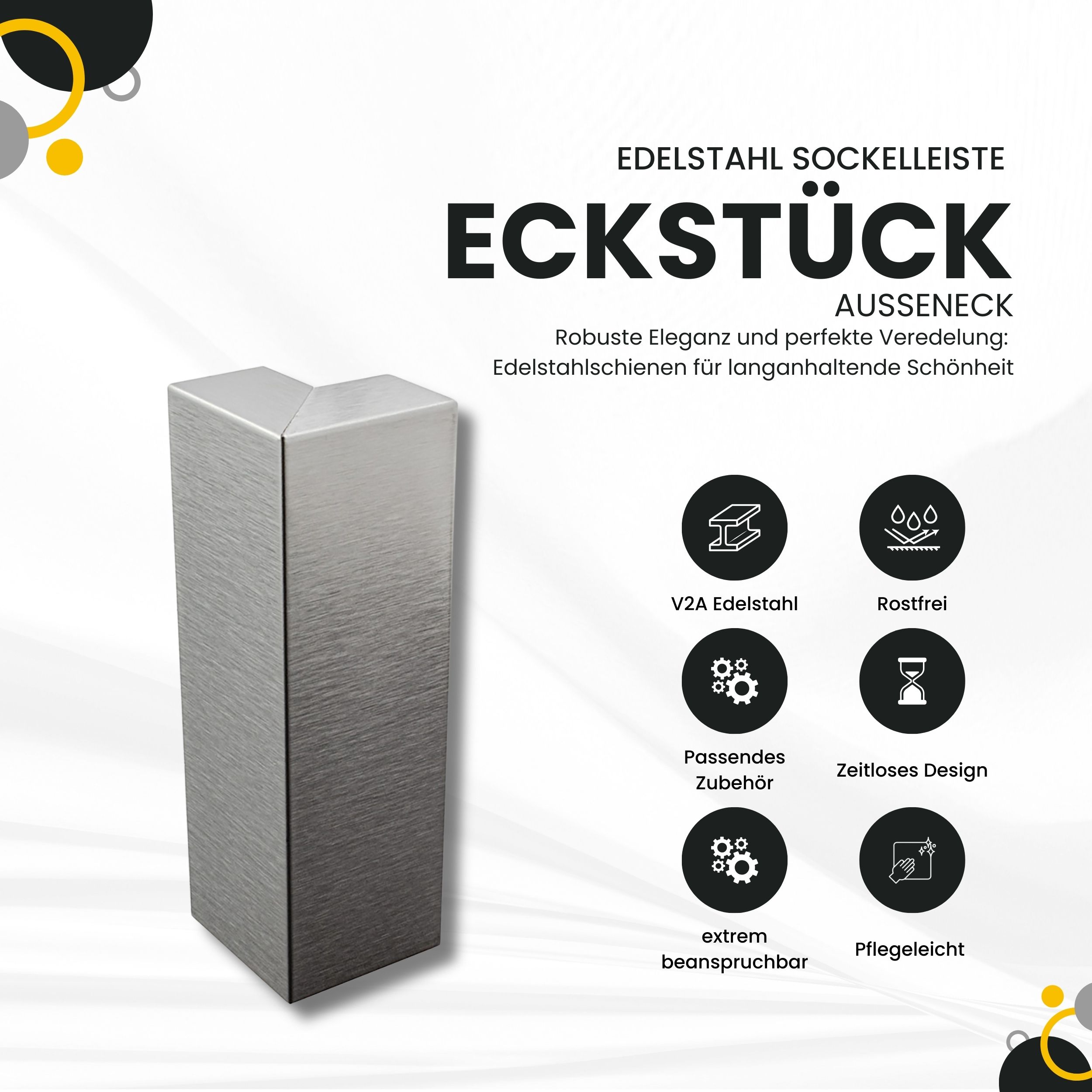 Sockelleiste Edelstahl Fußbodenleisten V2A L250cm 60mm silber gebürstet Ausseneck