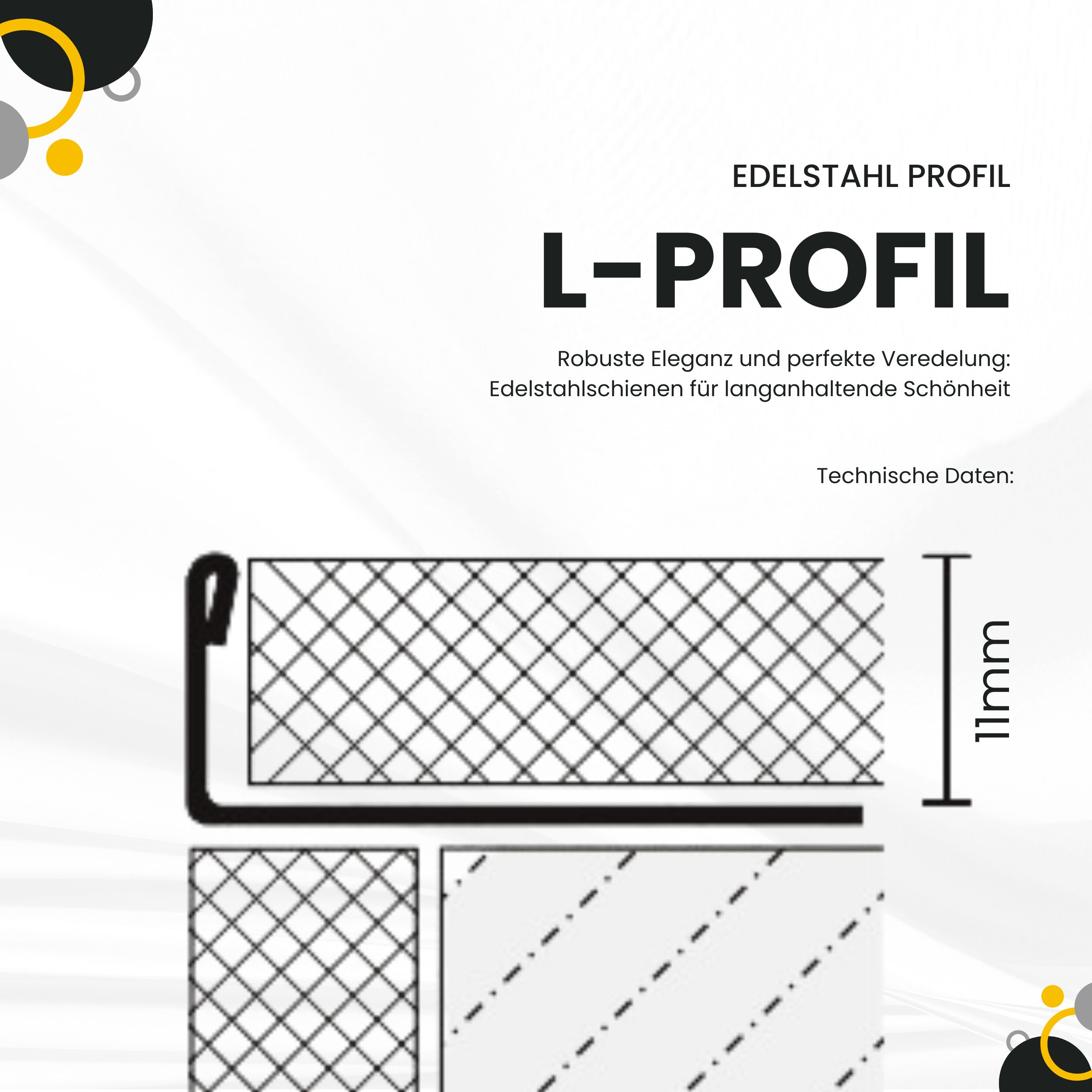50x L-Profil Edelstahlschiene Fliesenschiene Fliesenprofil L250cm 11mm glänzend
