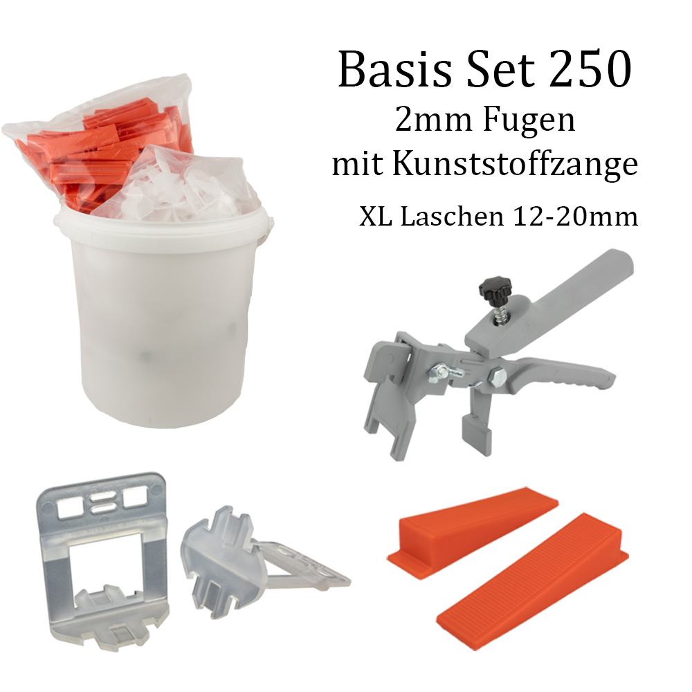 Nivelliersystem XL 2 mm Basis-Set 250L+250K+K-Zange Nivelliersystem XL 2 mm Basis-Set 250L+250K+K-Zange