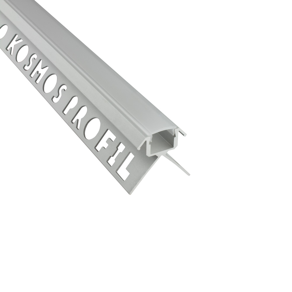 C-T77 LED Alu Fliesenprofil Ecke aussen 12mm silber 2m opal