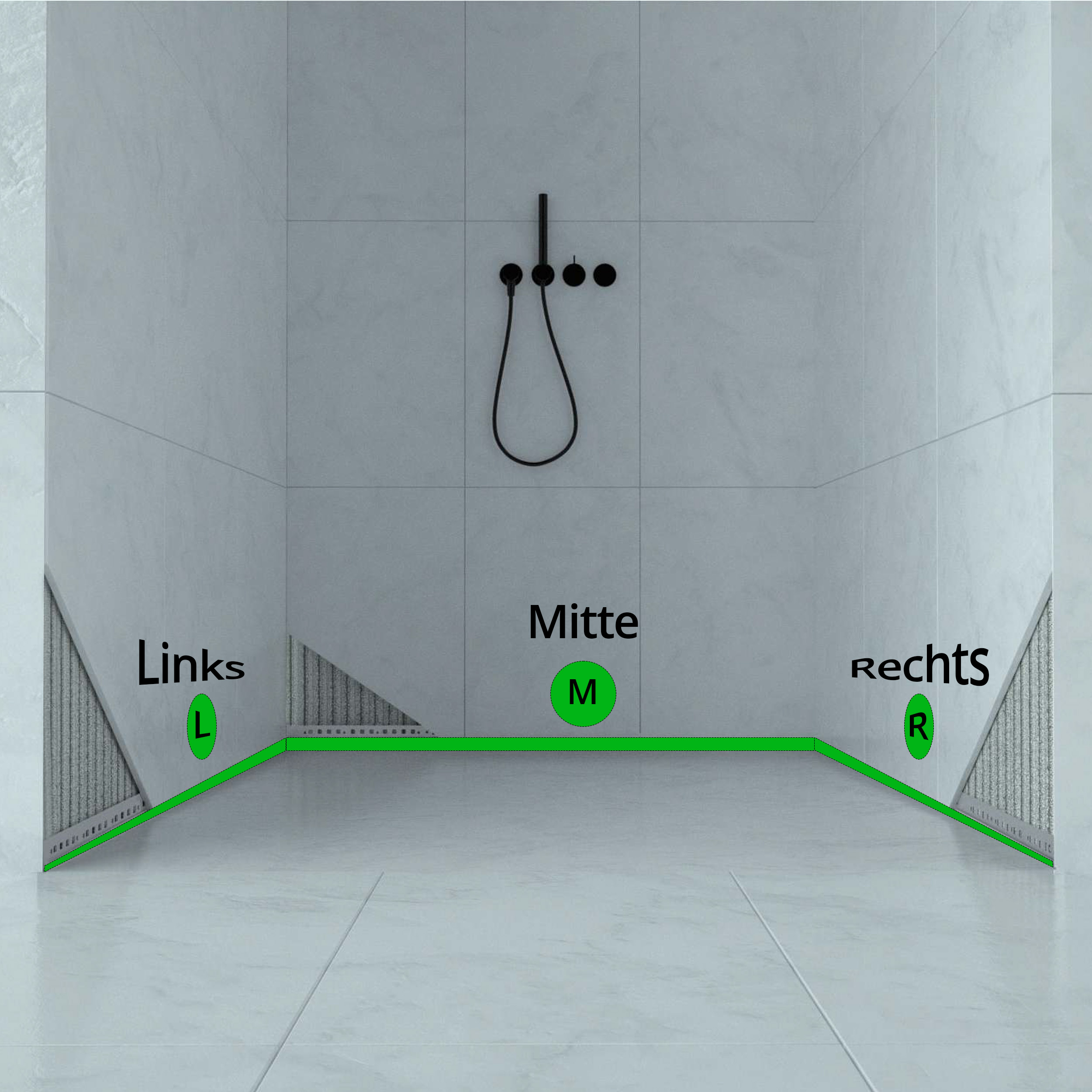 Dusch-, Wand-, Keil-Profil Gefälleprofil begehbare Dusche gebürstet 8mm Dusch-, Wand-, Keil-Profil Gefälleprofil begehbare Dusche gebürstet 8mm Typ 6 - Links - 200cm