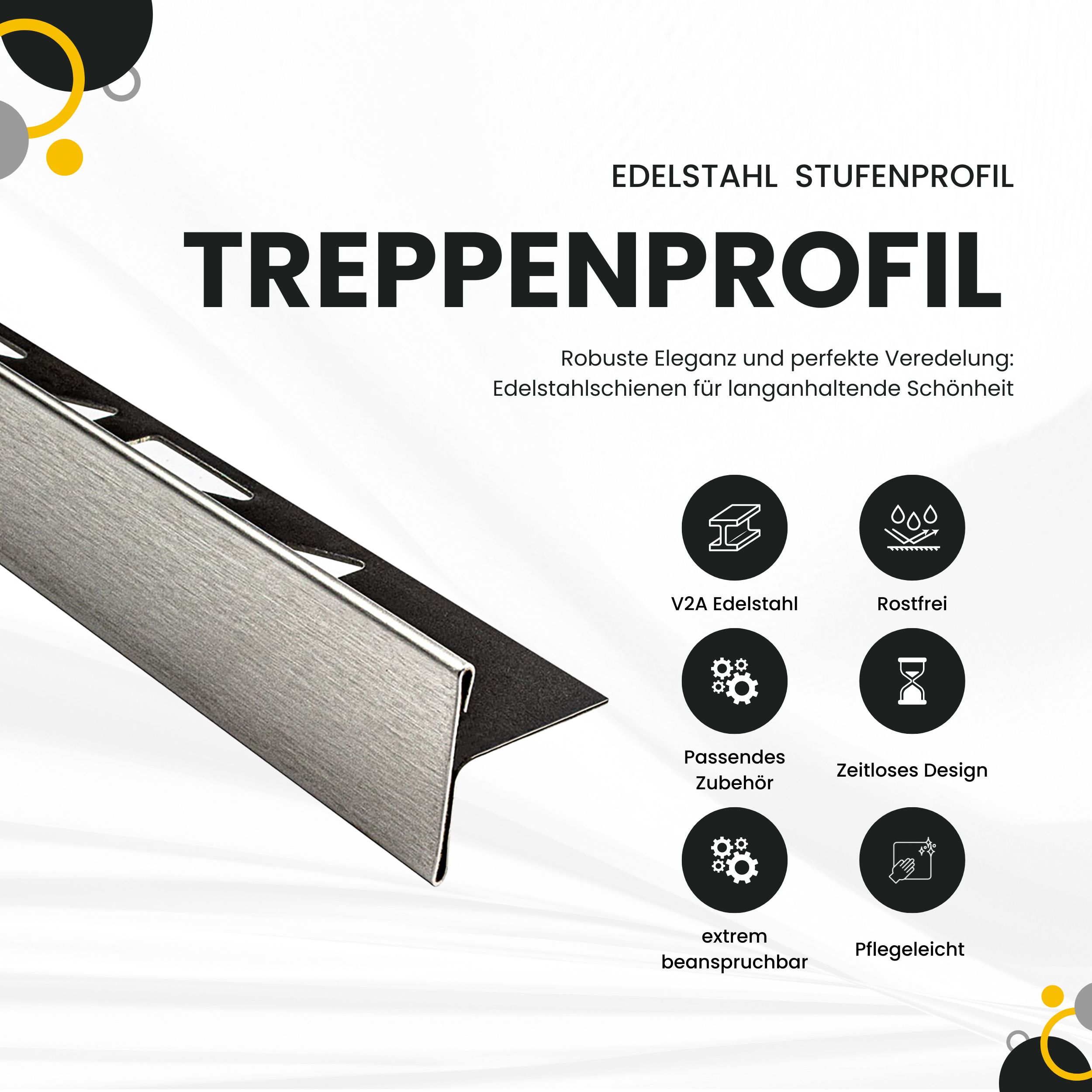 T-Profil Stufenprofil Treppenprofil Edelstahl V2A L250cm 10mm Profil gebürstet