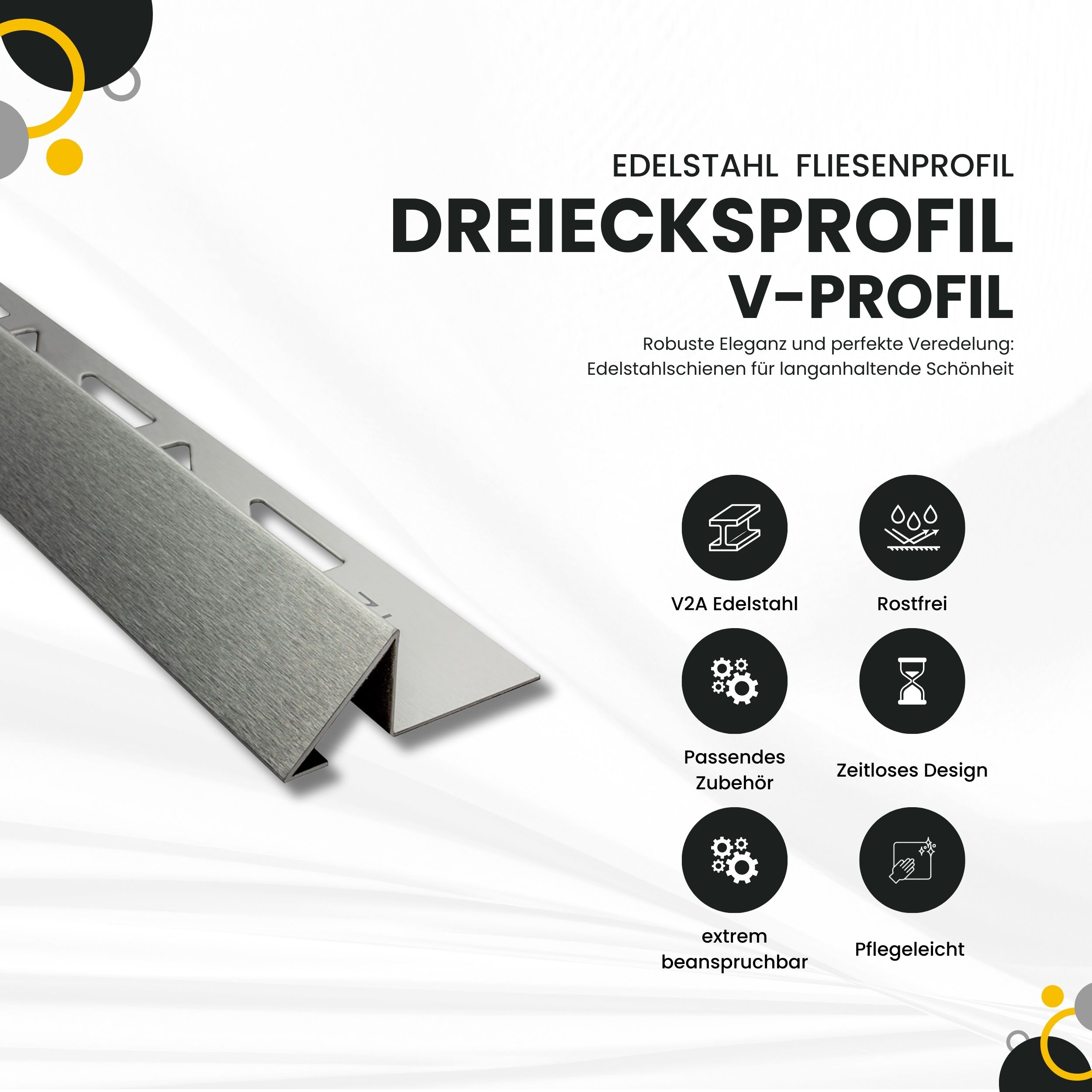 Dreiecksprofil V-Profil Edelstahlschiene Edelstahl V2A L250cm H12mm gebürstet
