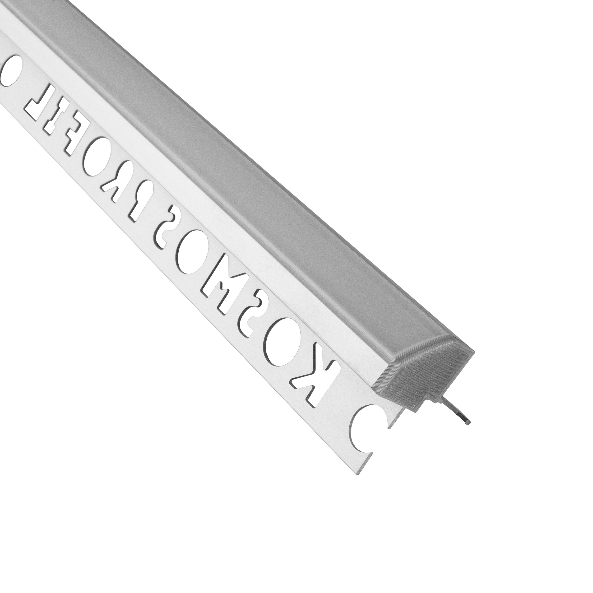 C-T77 LED Alu Fliesenprofil Ecke aussen 12mm silber 2m opal