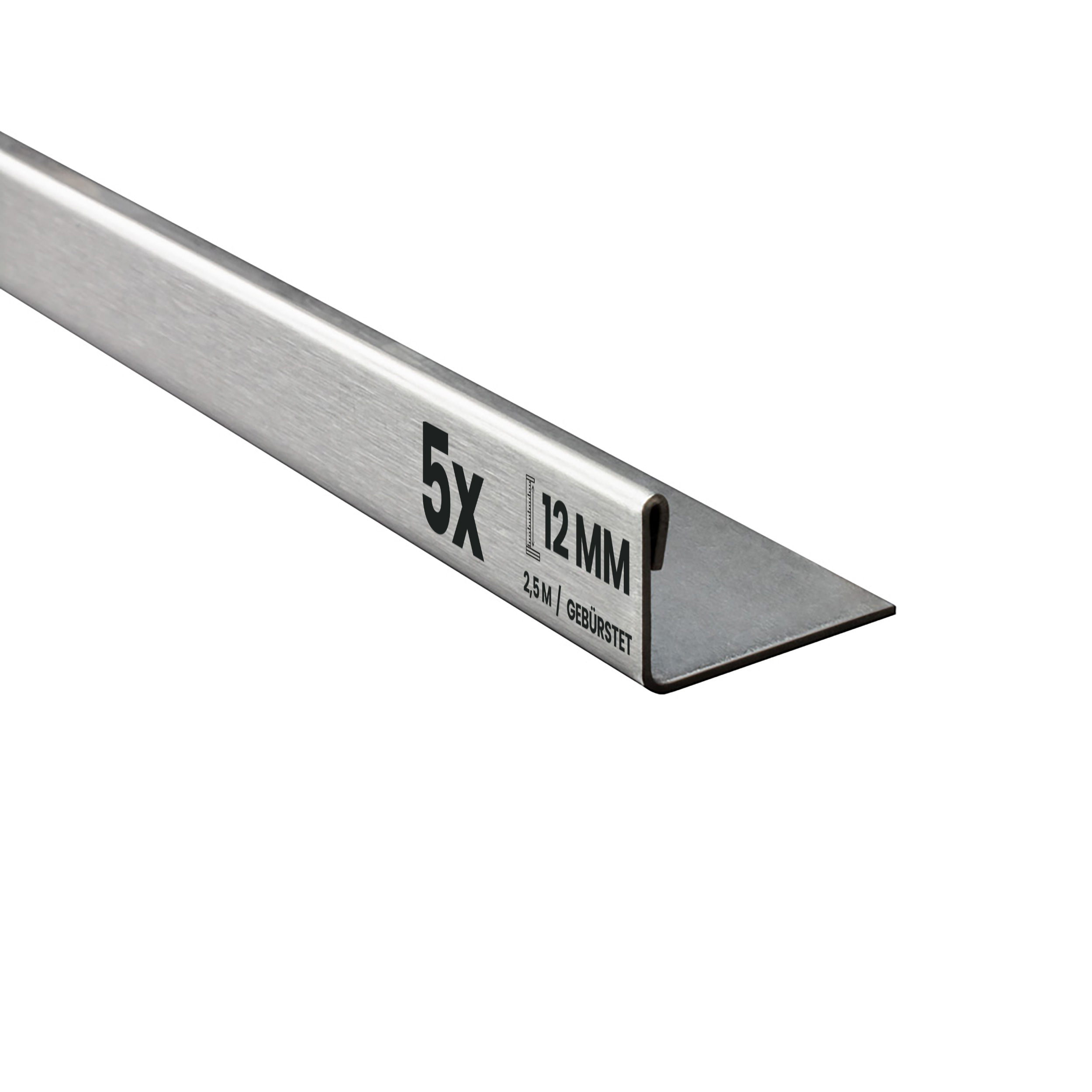 5x L-Profil Edelstahlschiene Fliesenschiene Fliesenprofil L250cm 12mm gebürstet