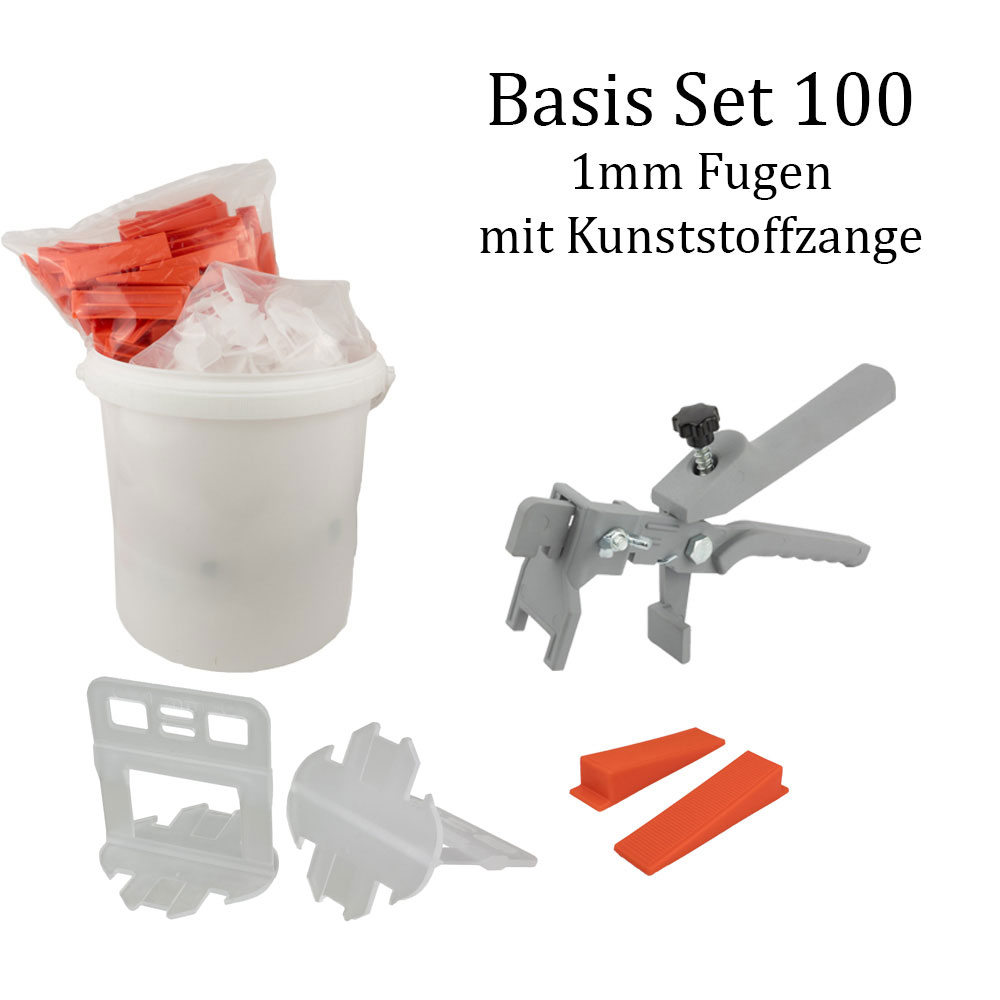 Fliesen Nivelliersystem 1mm Basis-Set 100 Laschen u. 100 Keile + Kunststoffzange Fliesen Nivelliersystem 1mm Basis-Set 100 Laschen u. 100 Keile + Kunststoffzange