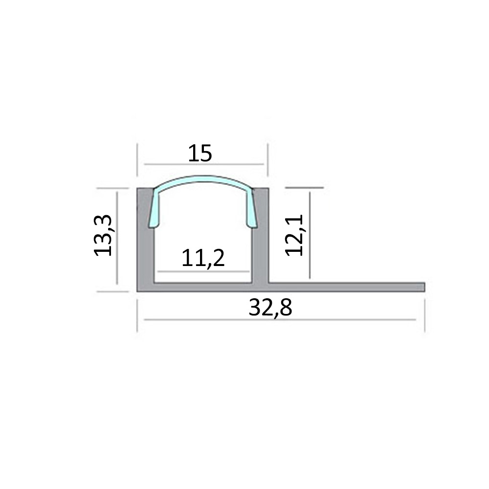 T77 LED Alu Fliesenprofil 12mm silber 2m opal