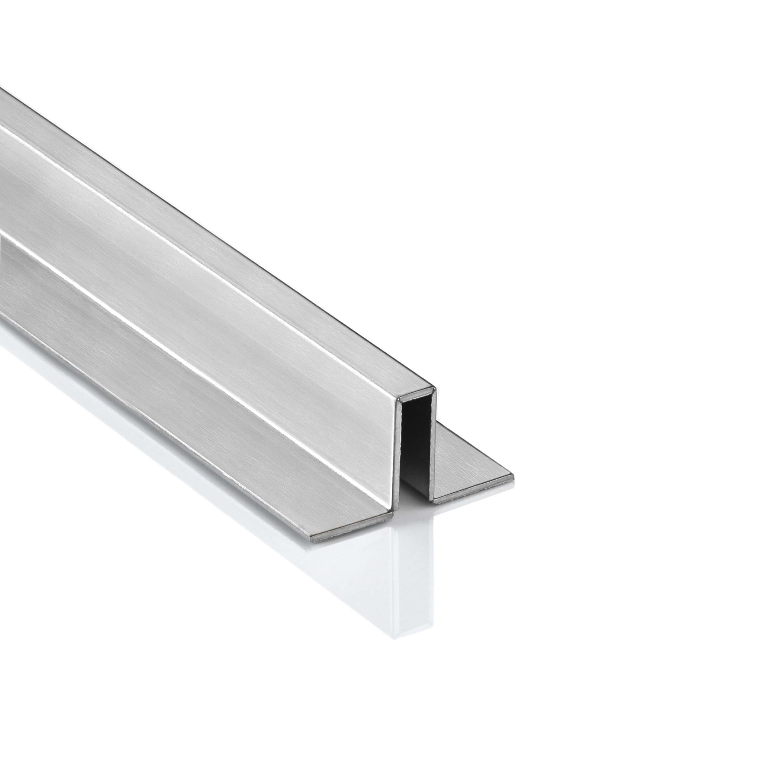 Slim-Line U-Profil Bordüre mit Schenkel Fliesenschiene Edelstahl V2A L250cm H12 gebürstet