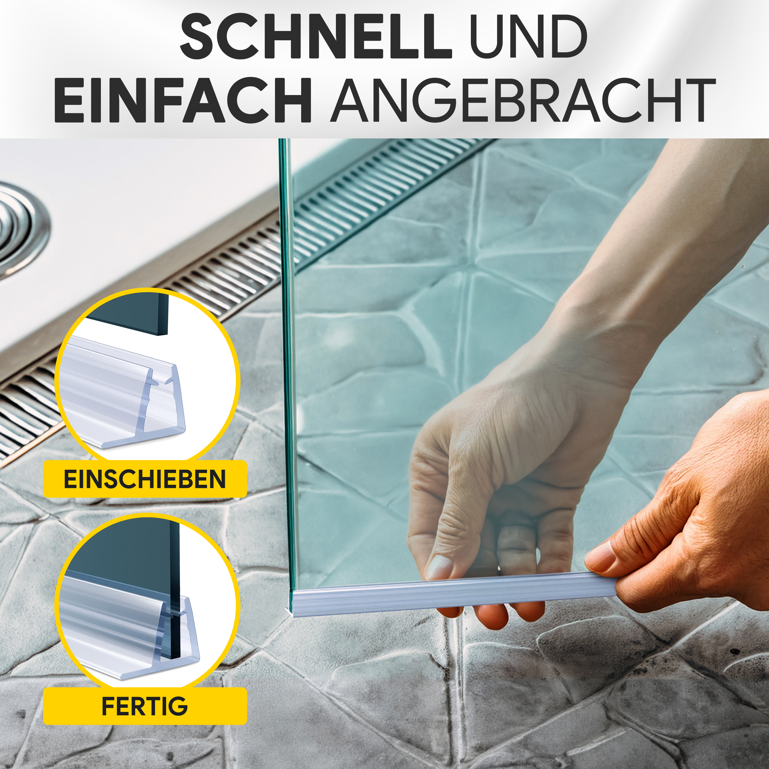 Duschdichtung PVC Ersatzdichtung TYP-4 200cm Glasstärke 4mm Gummilippe 28mm