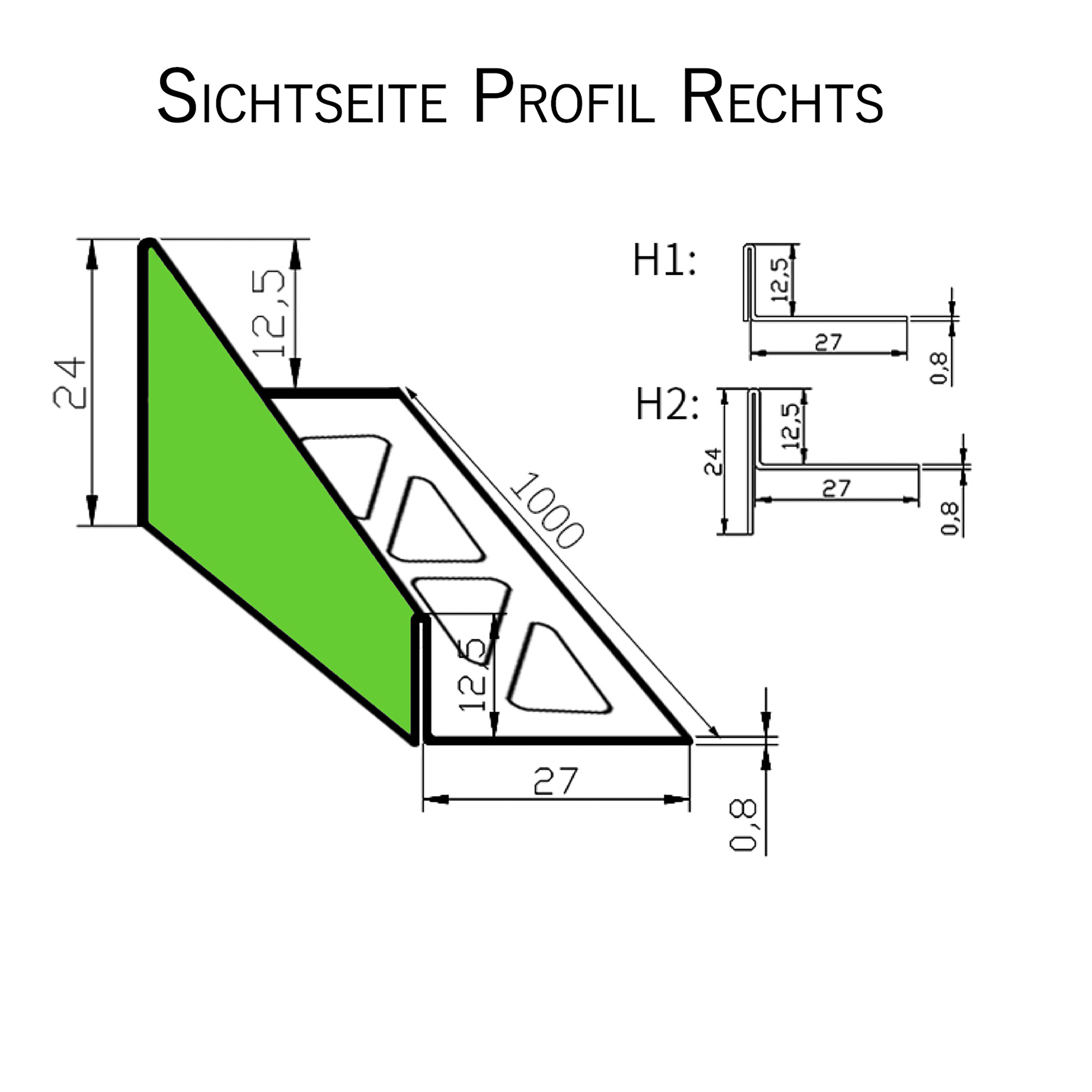 Dusch-, Keil-Profil Gefälleprofil begehbare Dusche gebürstet 12,5mm Rechts 100cm Dusch-, Keil-Profil Gefälleprofil begehbare Dusche gebürstet 12,5mm Rechts 100cm
